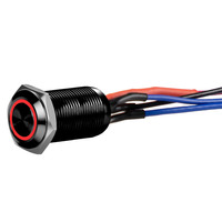 Black 12MM Round Illuminated Latching Switch Red Qty 2