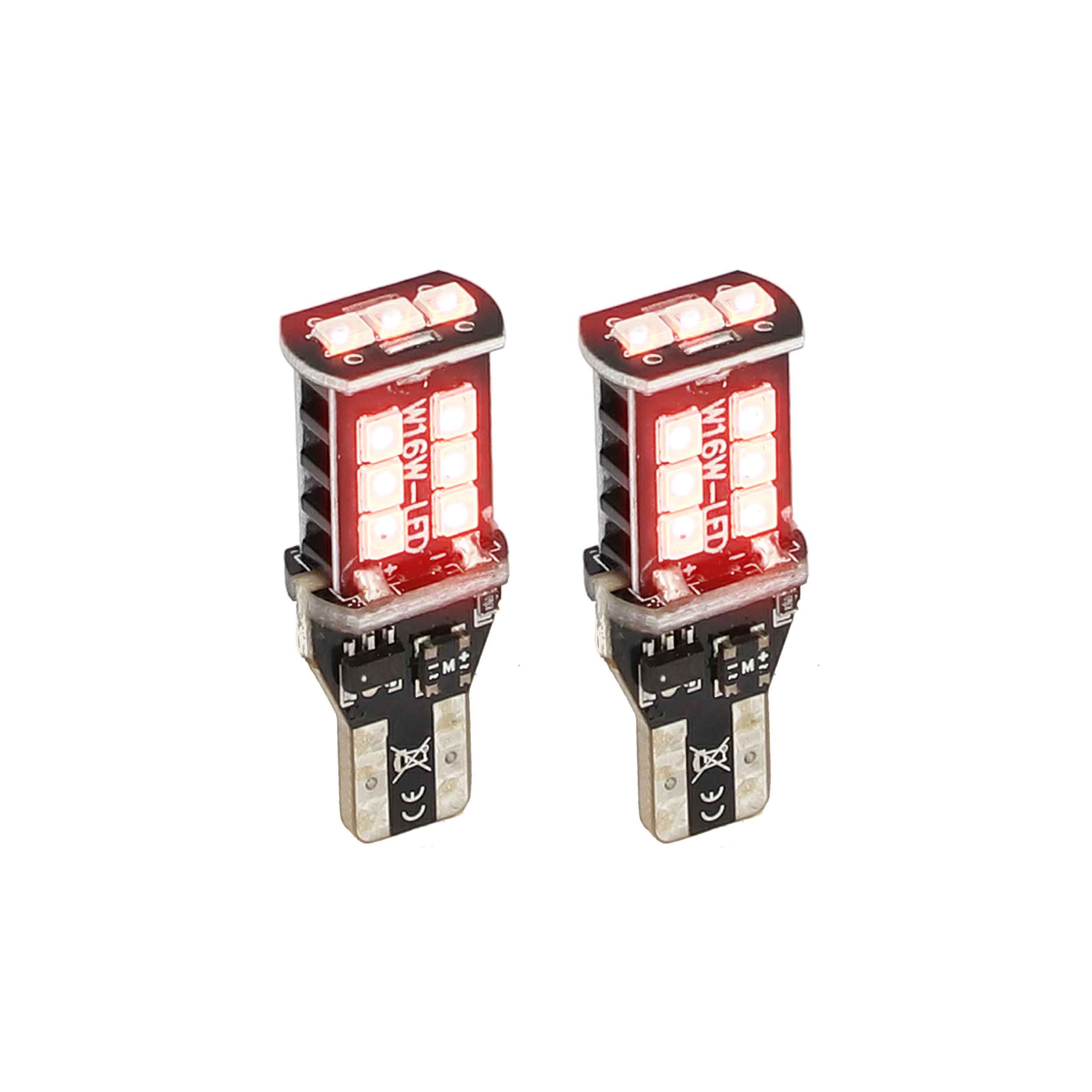 T15 Red LED Bulbs with Integrated Internal CANBUS System  -