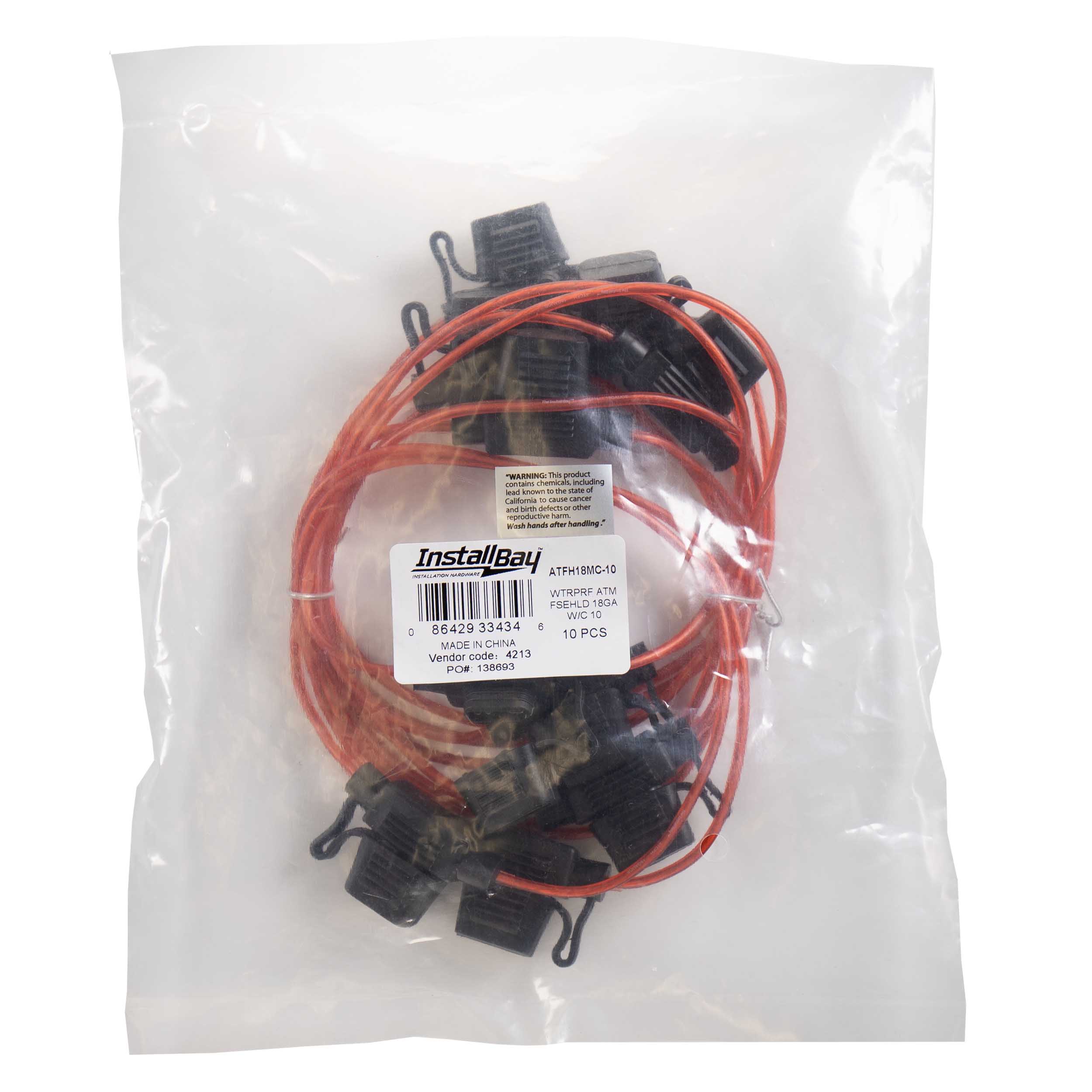 ATM Water Resistant 18 GA Fuse Holder W/Cap - 10 pack