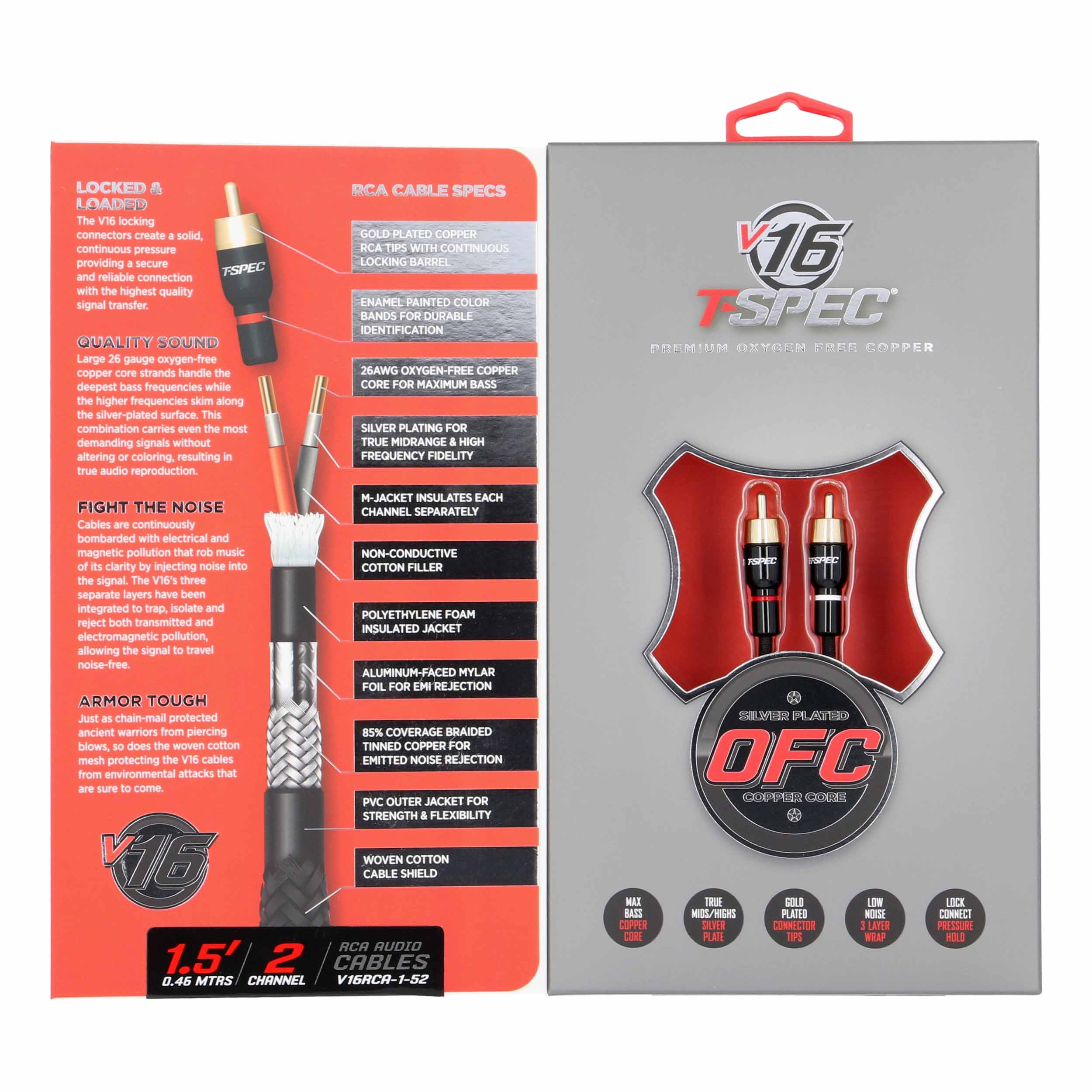 V16 Series RCA Audio Cables - 1.5 Feet