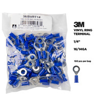 3M™ Blue Vinyl Ring Terminal 16-14 Gauge 1/4 inch
