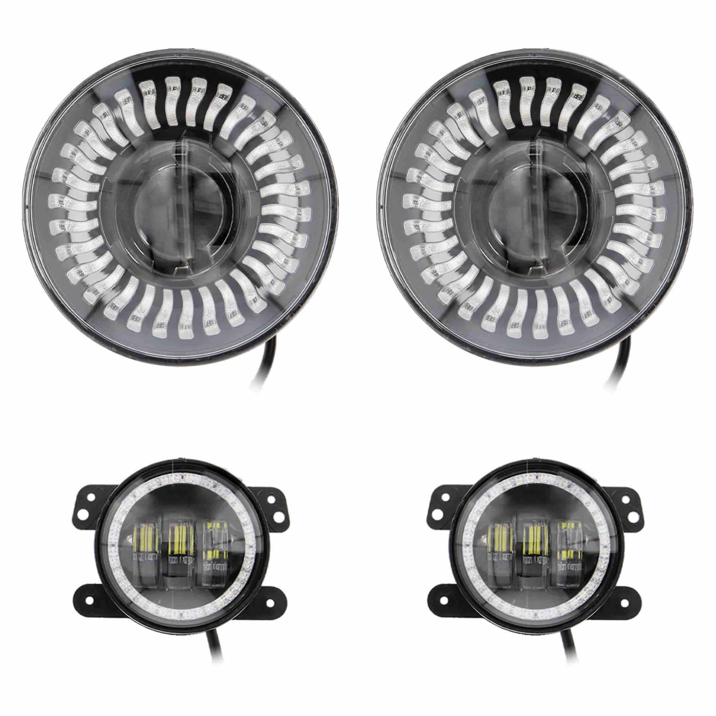 Chasing RGB 7" Projector lights & 4" Fog Lights w/Controller