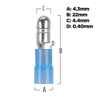 Bullet Connector, Male 14/16 ga, Blue Nylon