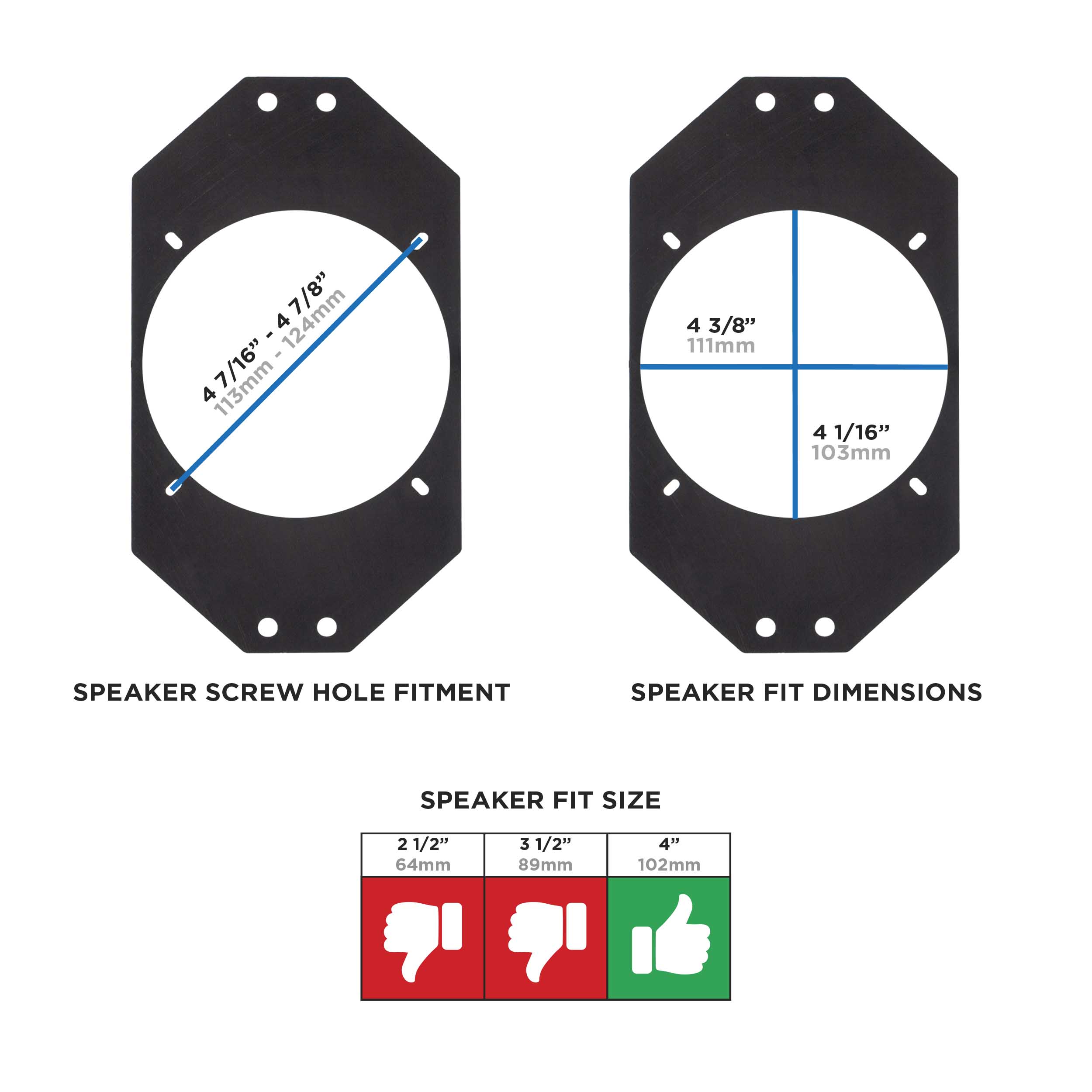 Speaker Adapters 4 Inch - Wrangler 1997-2006