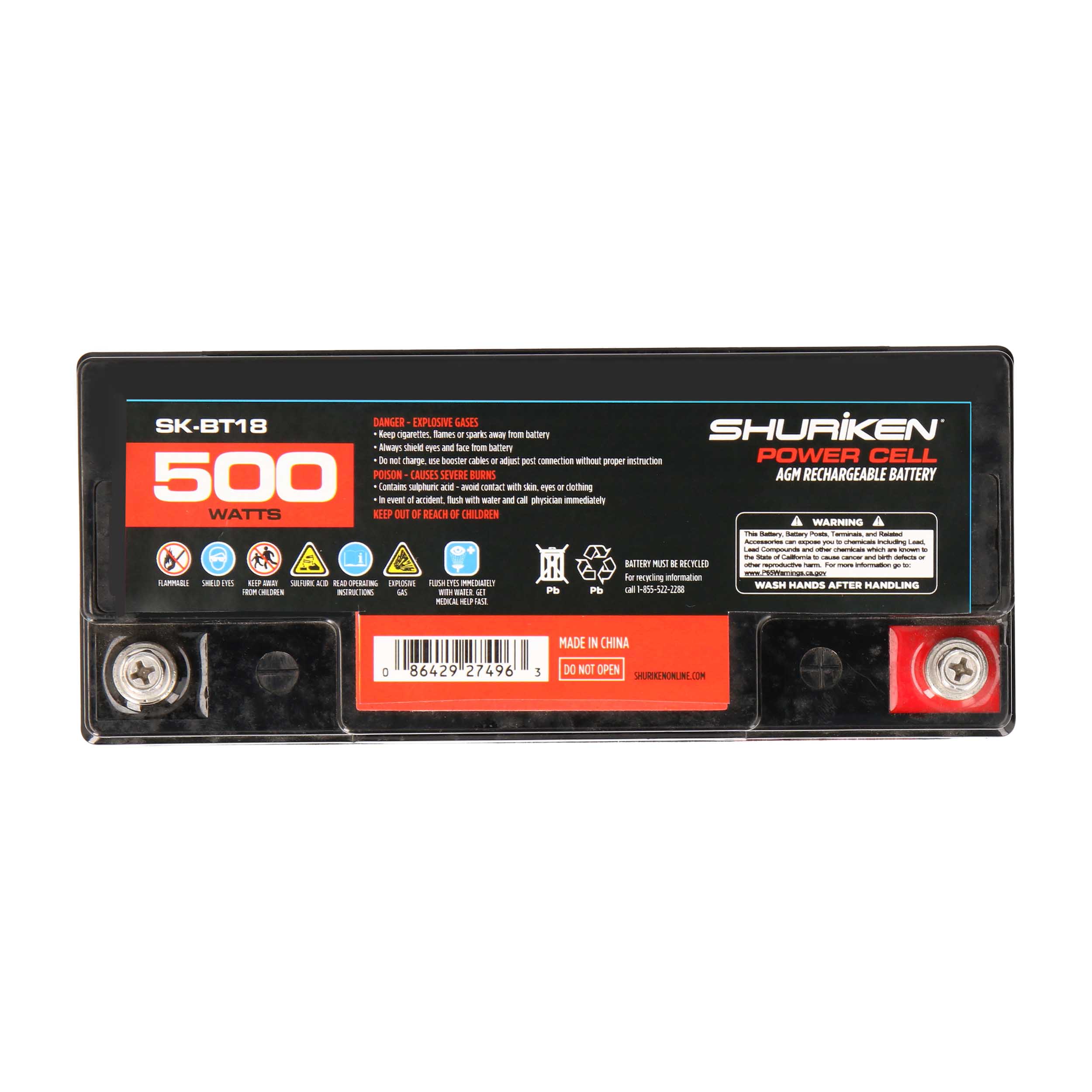 500W 18AMP Hours Compact Size AGM 12V Battery