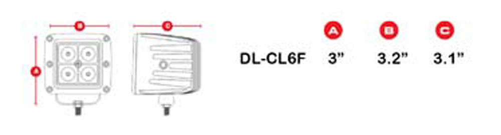 Daytona Lights Blackout 3" Cube Lights - 4 LED Flood (2Pk)