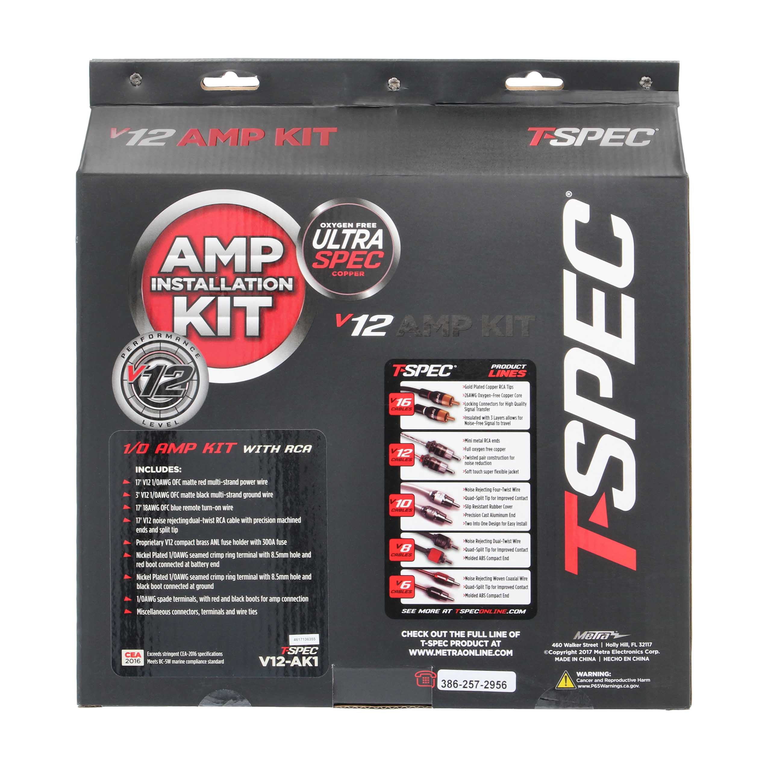 V12 1/0 AWG Amp Kit - 6000 W with RCA Cable