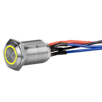 Silver 12MM Round Illuminated Latching Switch Yellow Qty 2