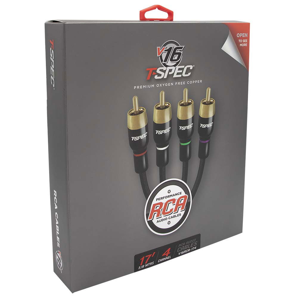 V16 Series 4 Channel RCA Audio Cables - 17 Feet