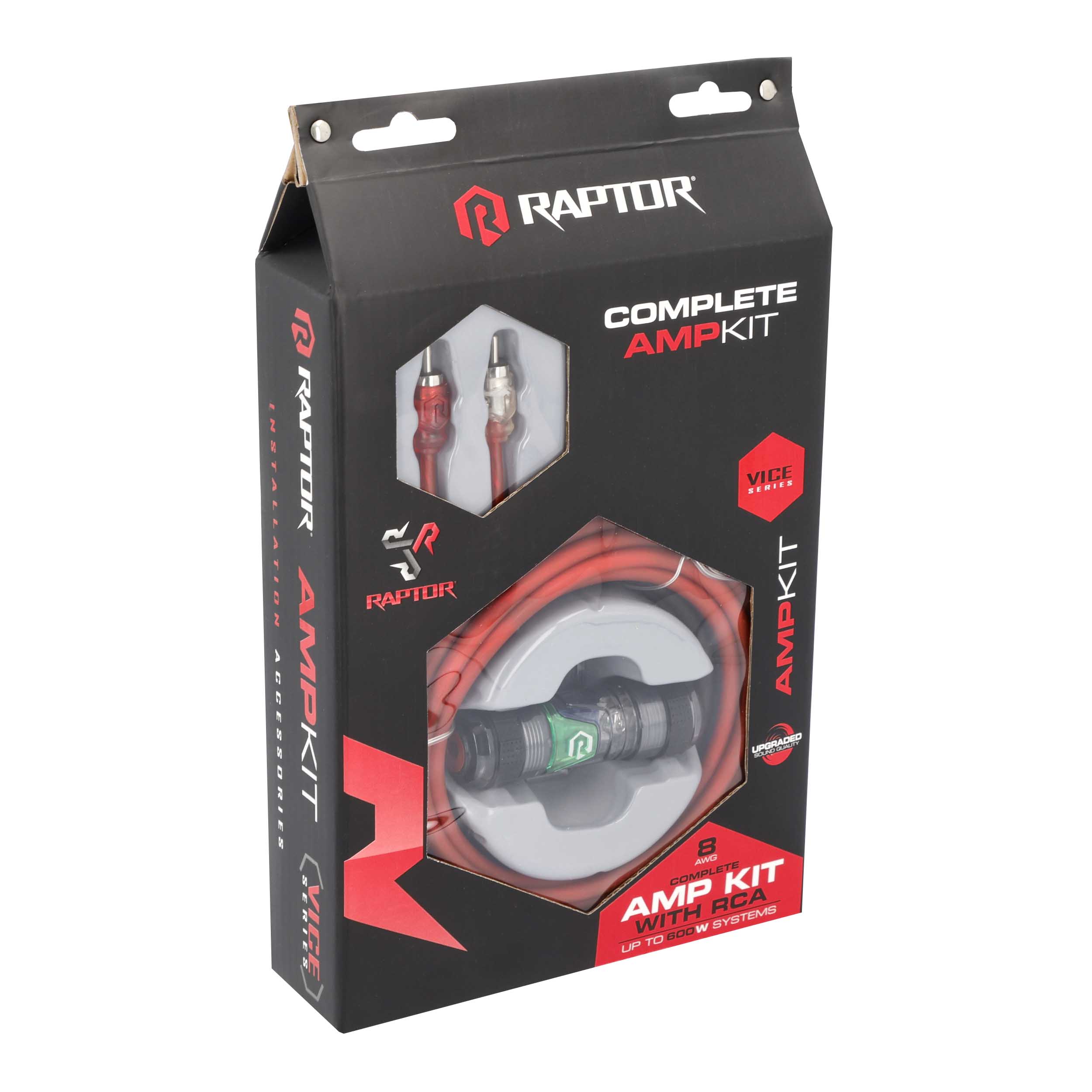 RAPTOR CCA 600W 8 AWG Amp Kit with RCA Cable - Vice Series