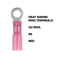 Heat Shrink Red Ring Terminal 22-18 Gauge #8
