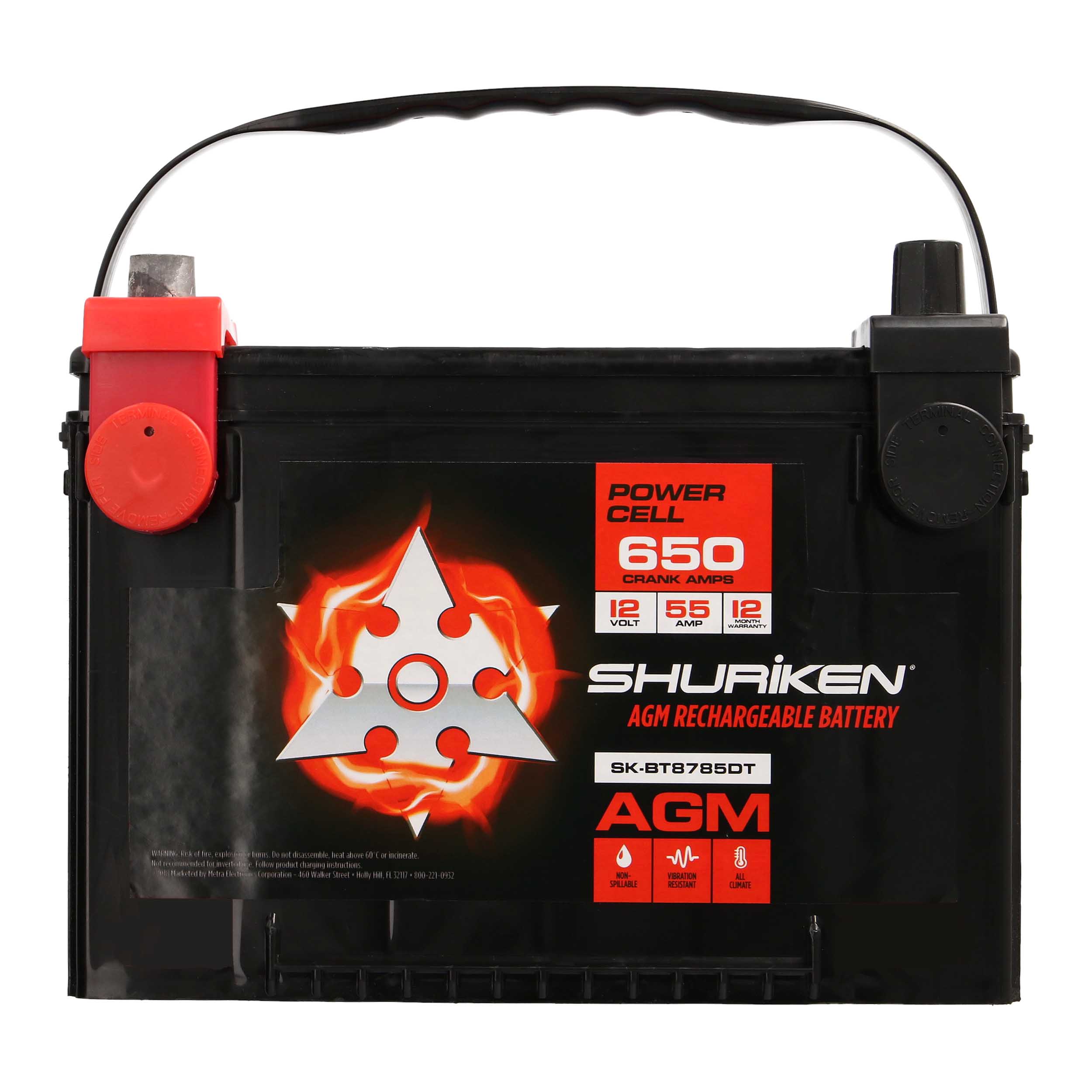 650W 55AMP Compact Dual Post AGM Battery