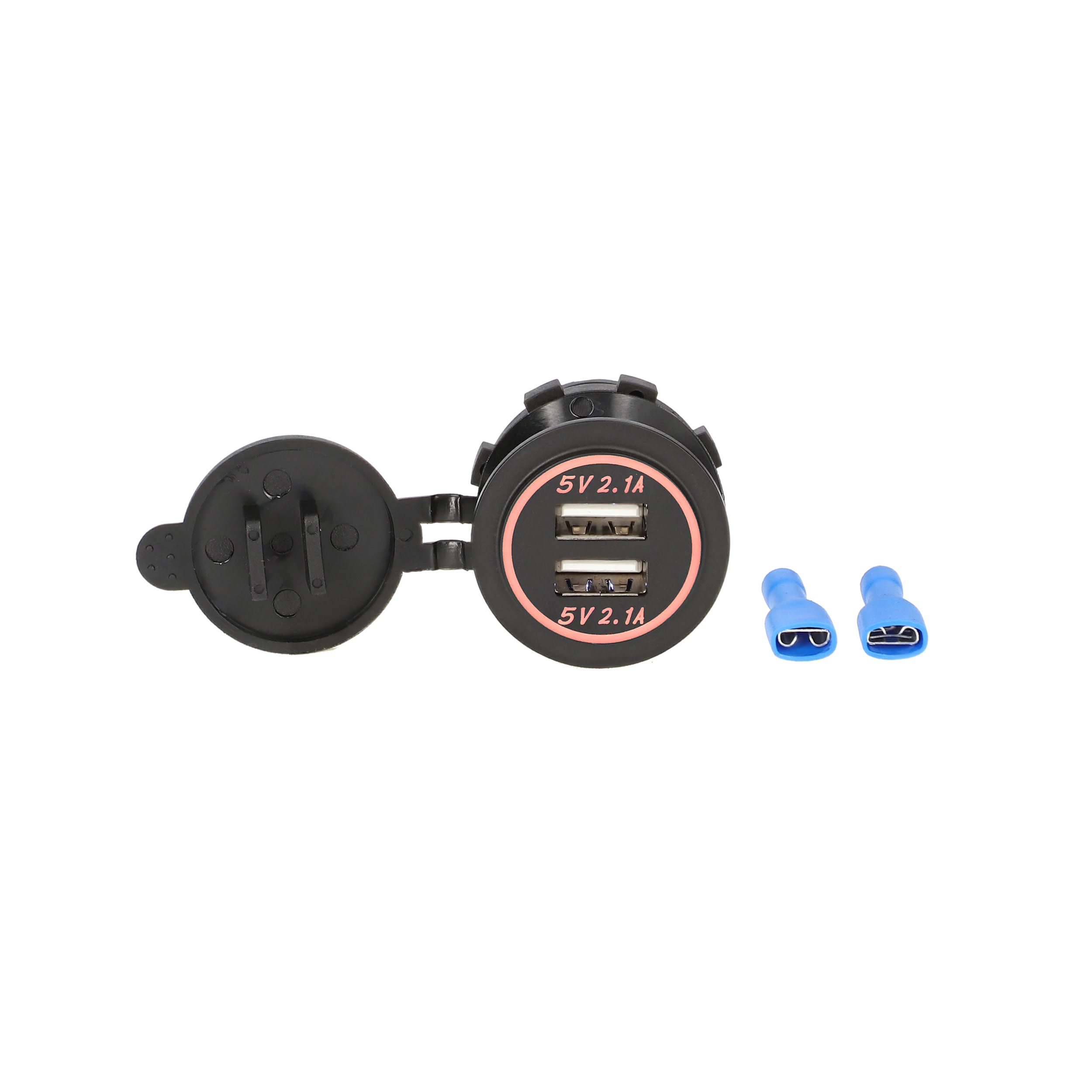 Dual USB Charger 4.2 Amp Flush Mount - Orange - Retail Pack