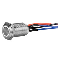 Silver 12MM Round Illuminated Latching Switch White Qty 2