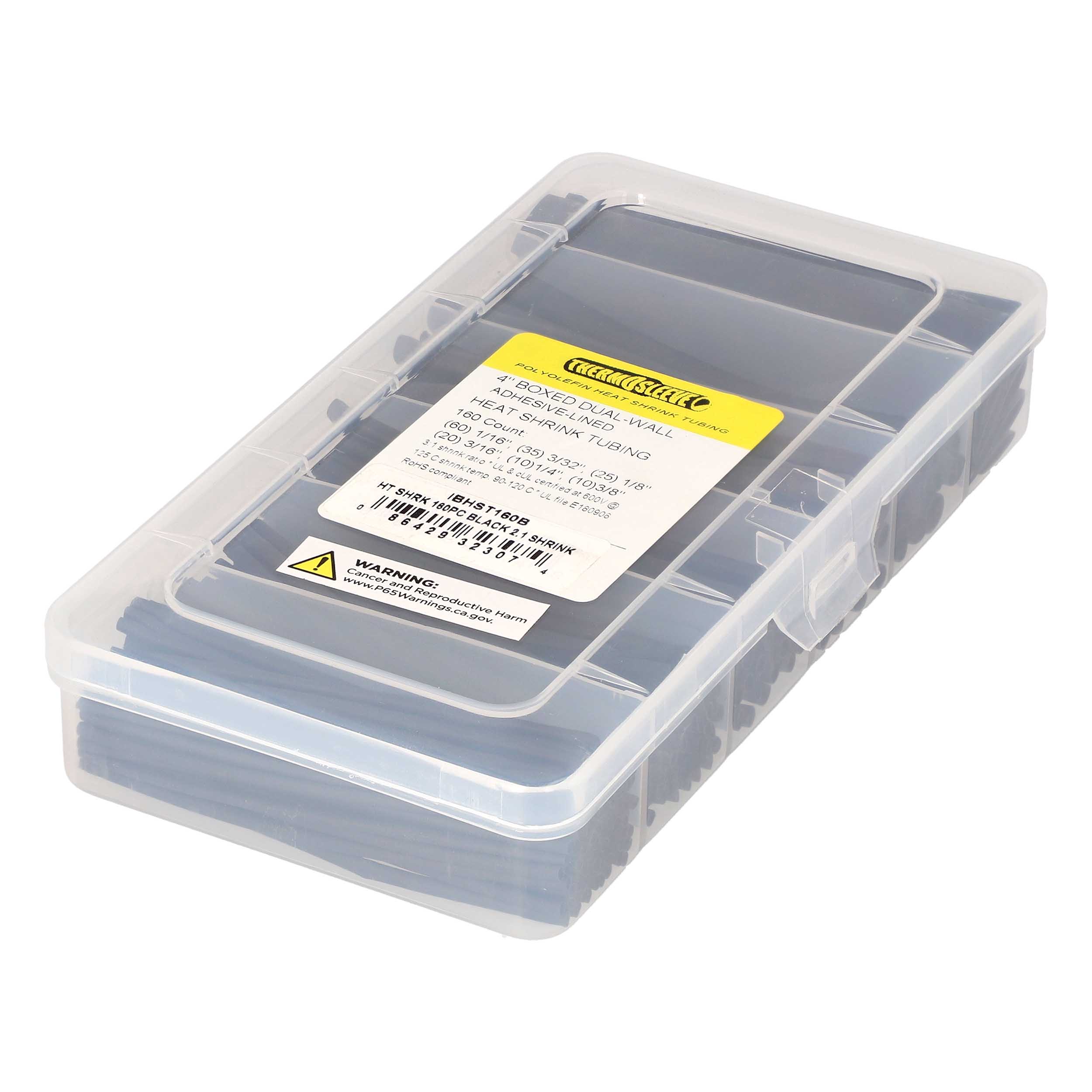 Heat Shrink Tubing Kit - 160 Pc 4 in 2:1 Assorted - Black