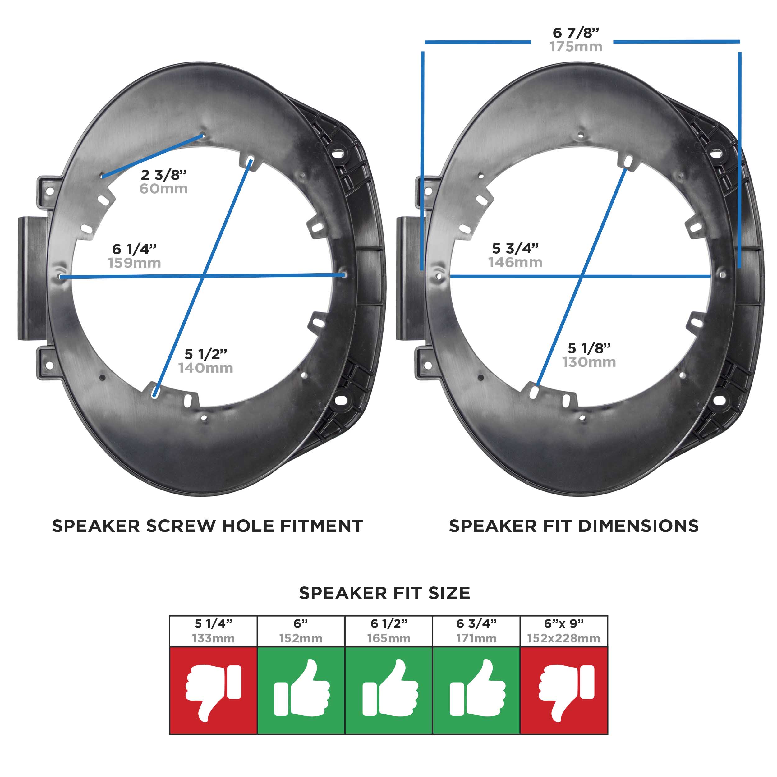 Chevy Camaro 2016-2024 | Cadillac CT5 2020-2024 | CT6 2019-2020 - 6" to 6.75" (Front Door)