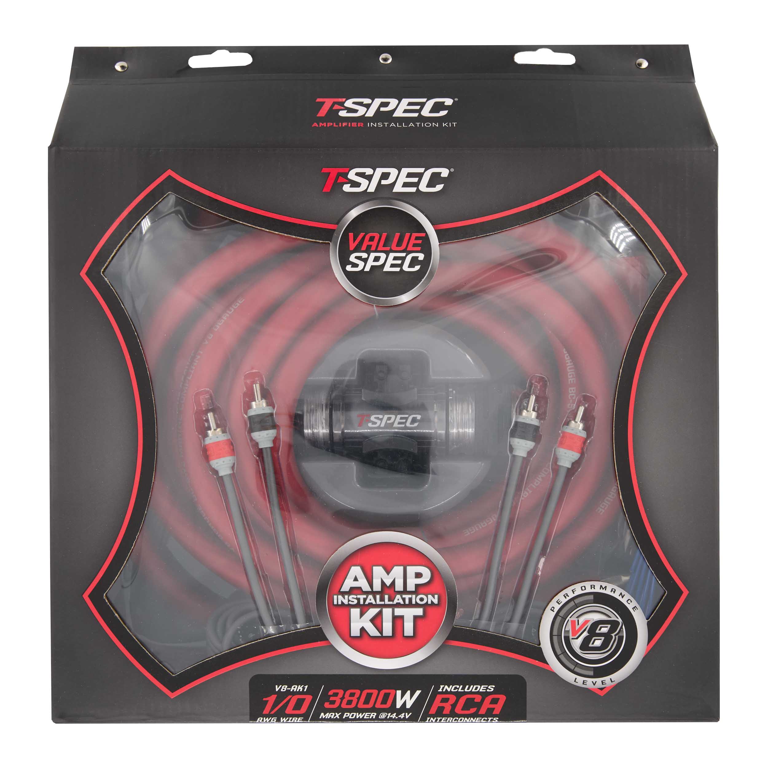 v8 1/0 AWG Amp Kit - 3800 W with RCA Cable