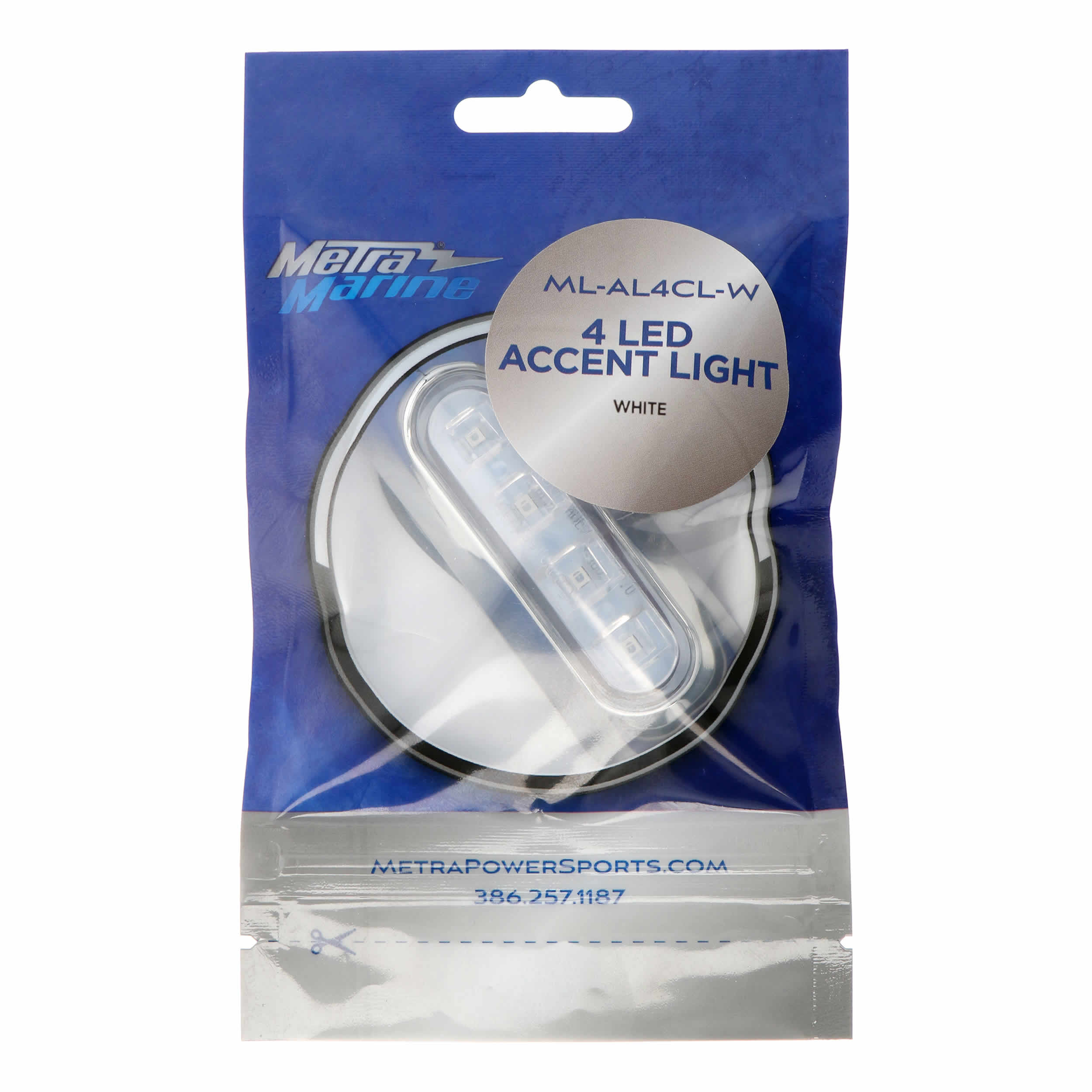 White 4-LED Accent Light - Chrome Plastic Bezel
