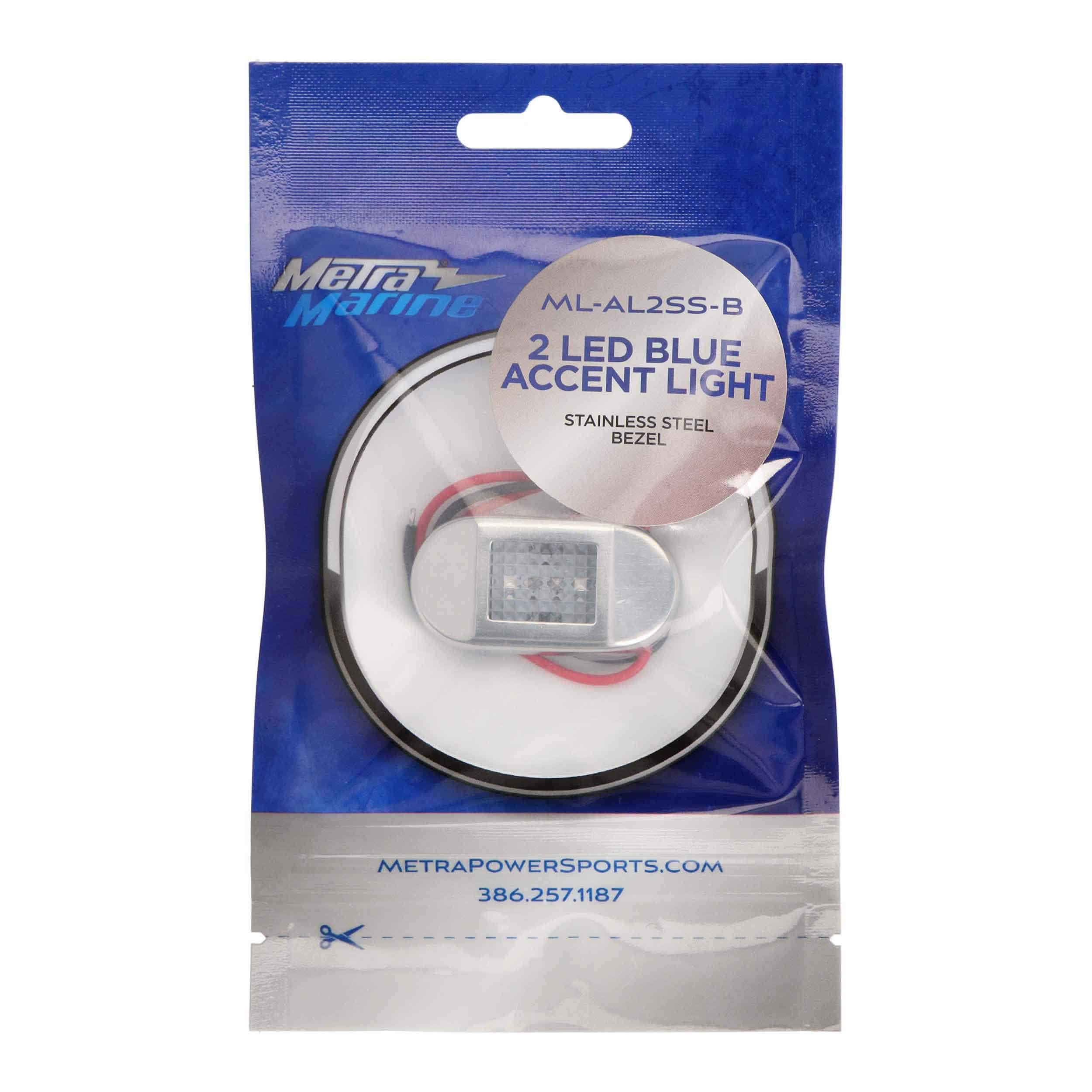 Blue 2-LED Accent Light - Stainless Steel Bezel