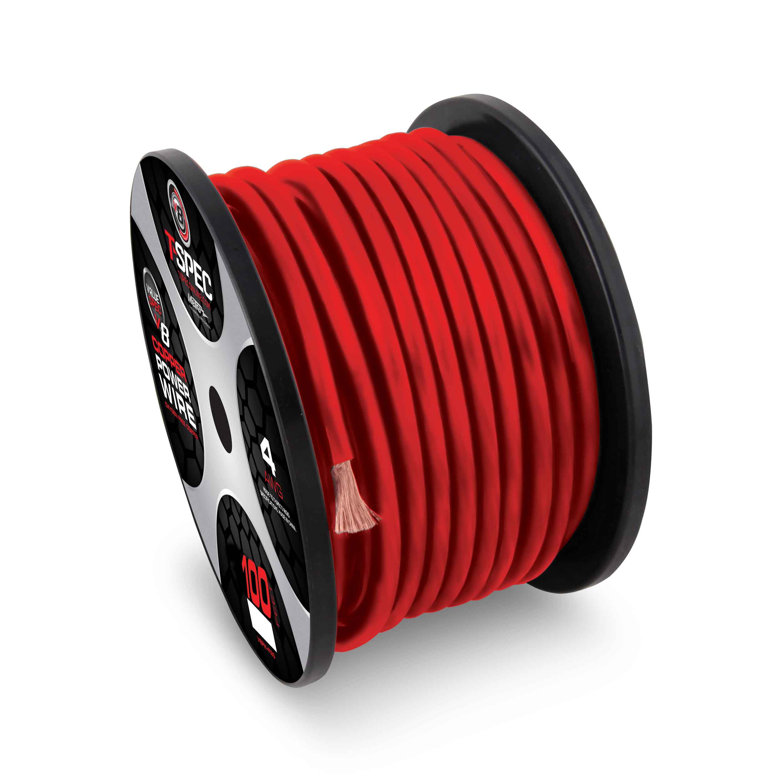V8GT Series 4 AWG OFC Power Wire | 100 ft. Spool | Red