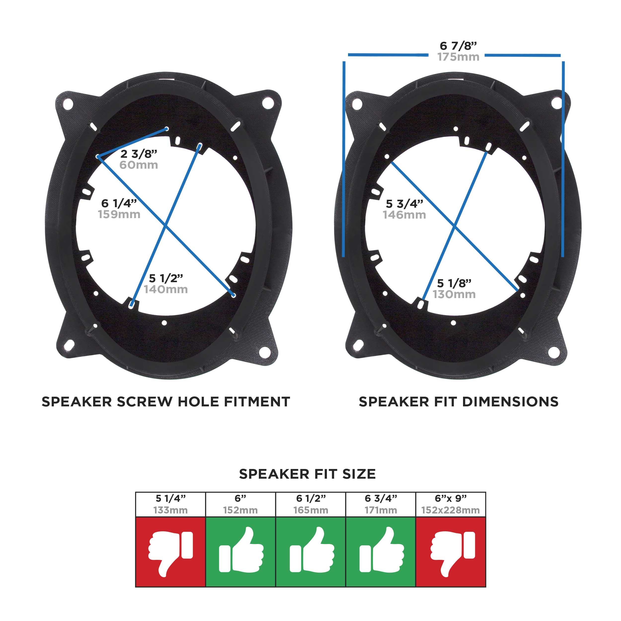 Speaker Adapters - Fits Toyota / Lexus 2012-2024 6" to 6.75"
