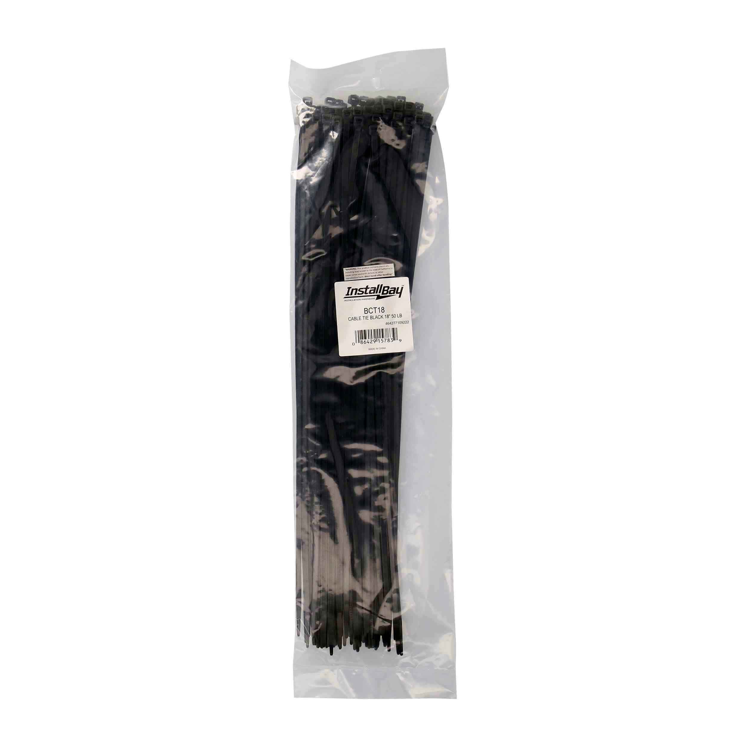 Black Cable Tie - 18 Inch, Package of 100
