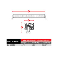 Daytona Lights 30" Single Row Curved Lightbar - 14 LED
