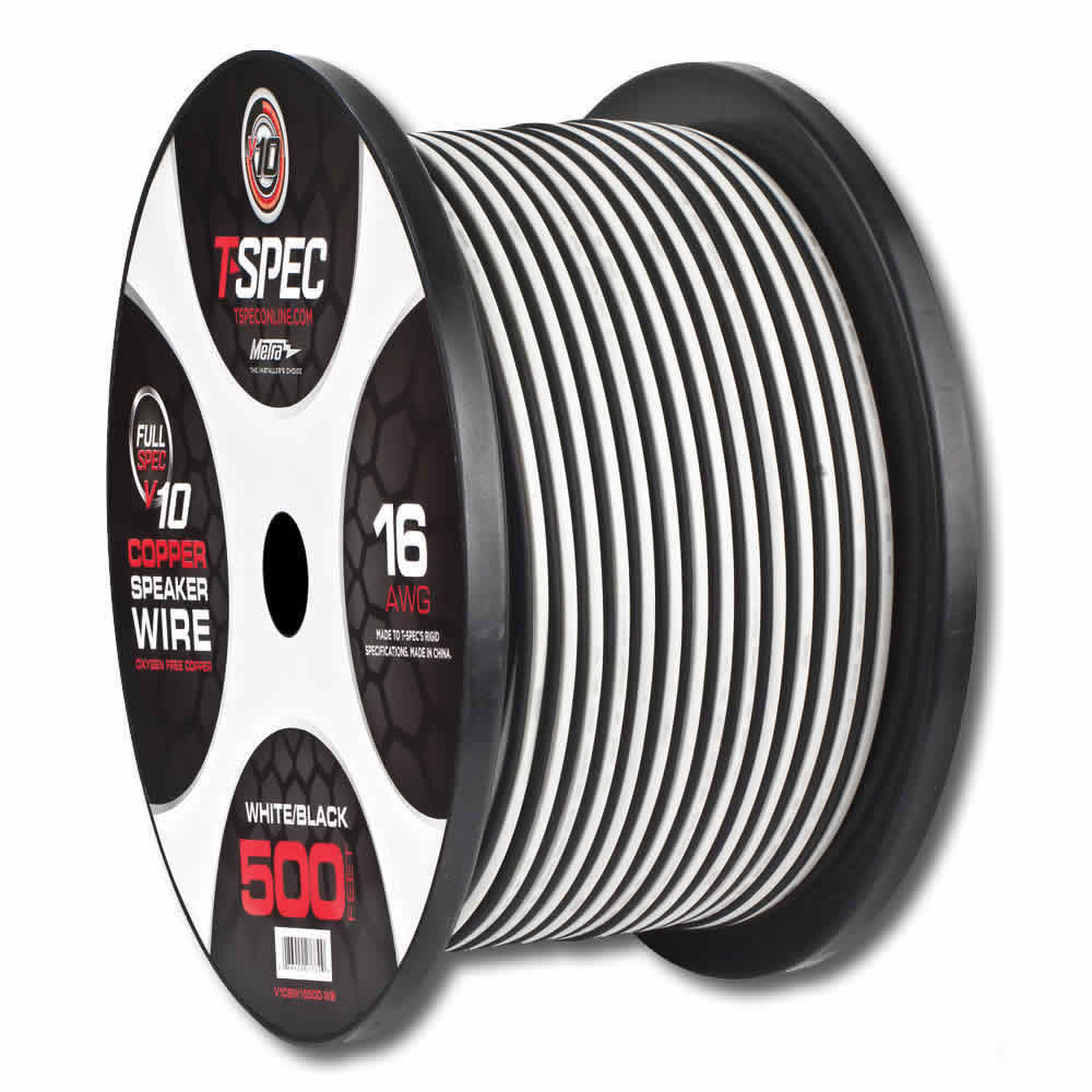 16 AWG 500 FT WHITE/BLACK OFC SPEAKER WIRE - v10 SERIES