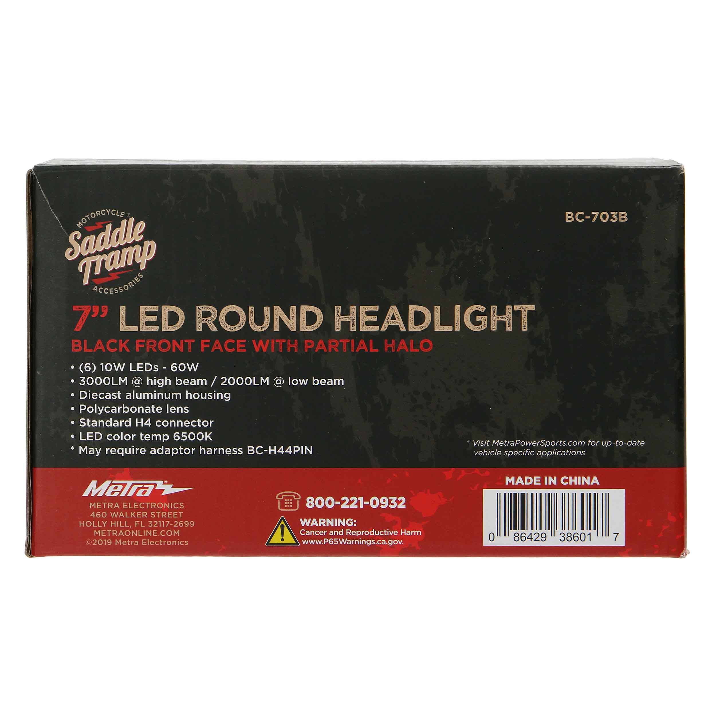 Round Motorcycle Headlights with Black Face and Partial Halo