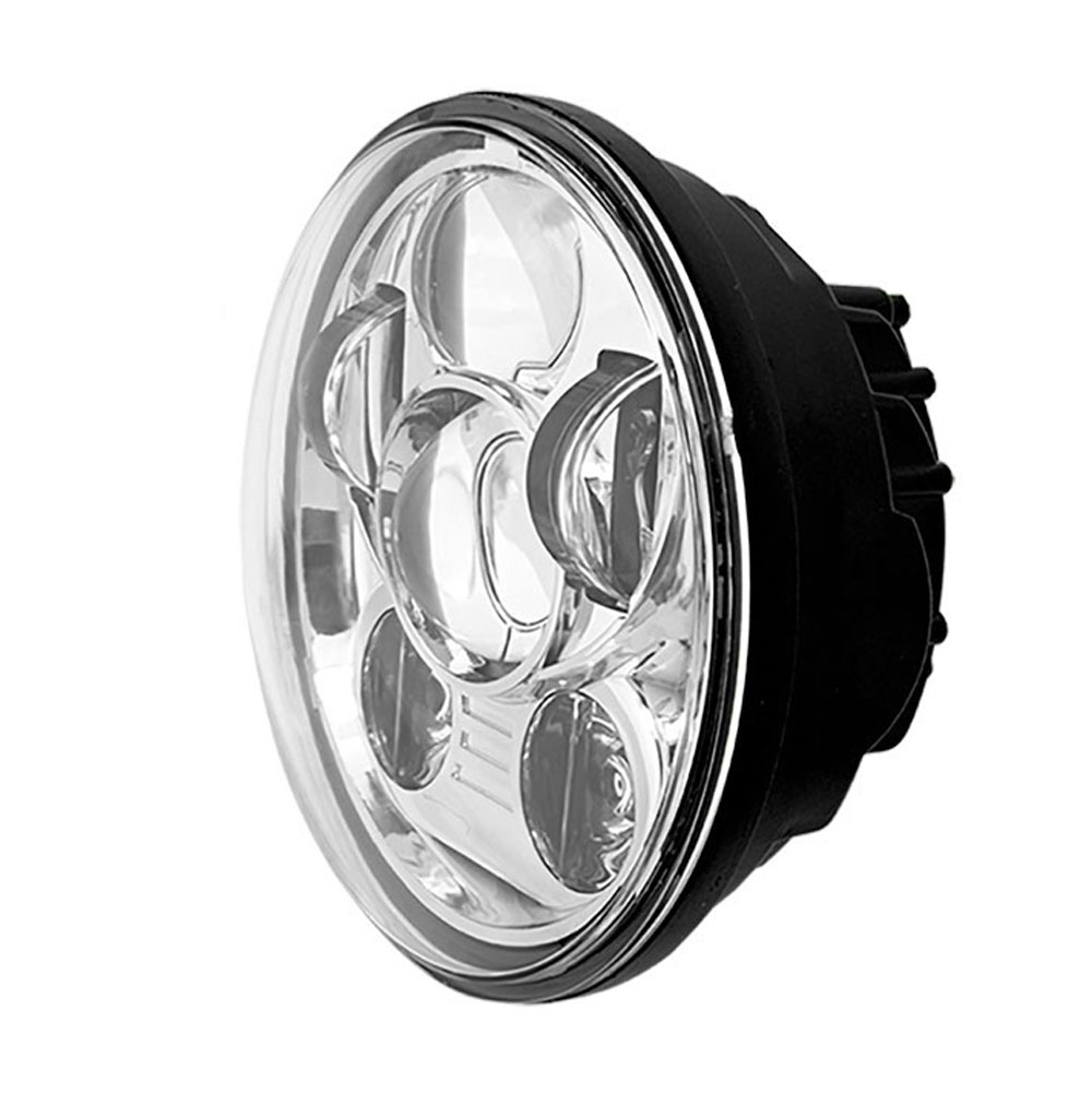 Silver Round Motorcycle Headlights - 5.6 Inch