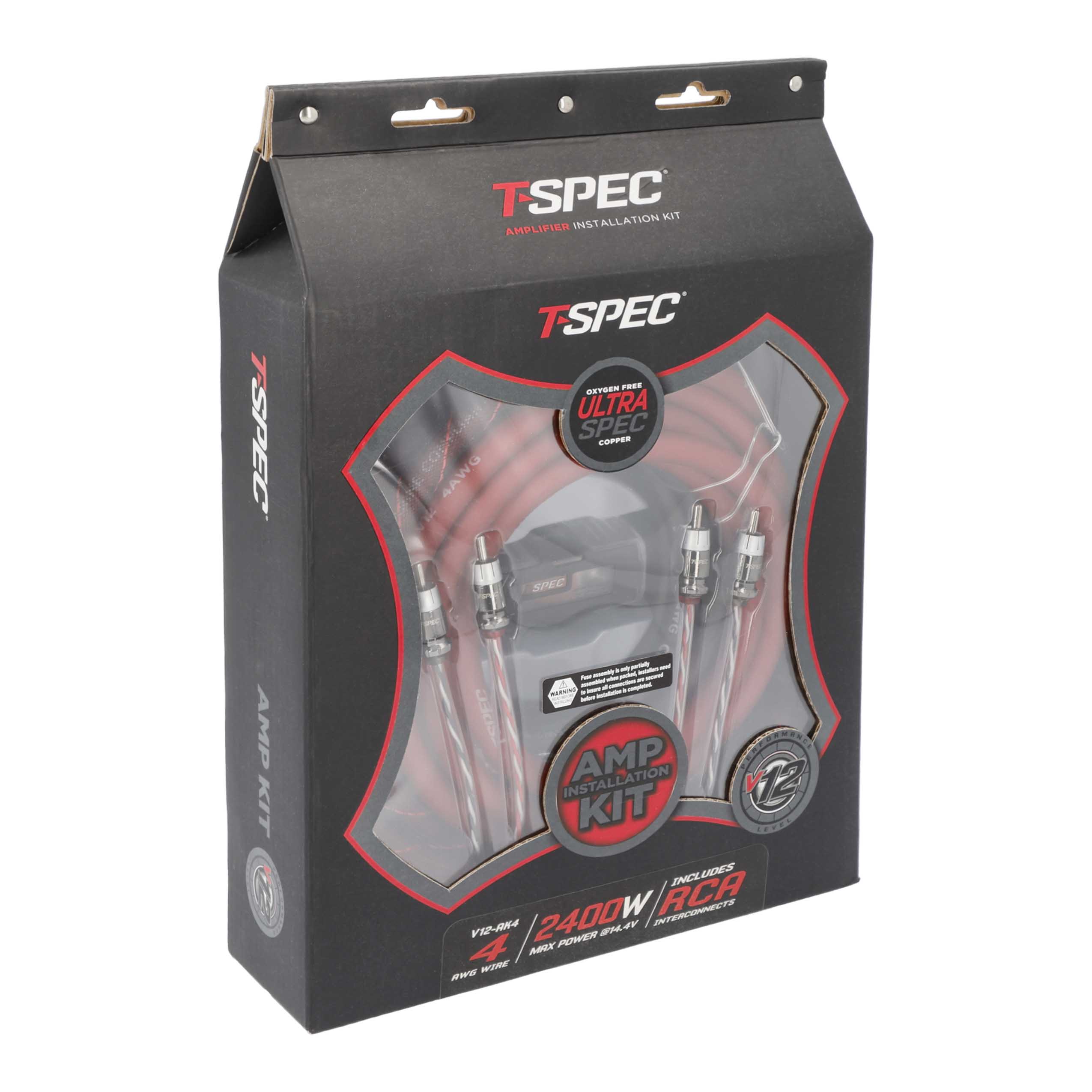 v12 4 AWG Amp Kit - 2400 W with RCA Cable