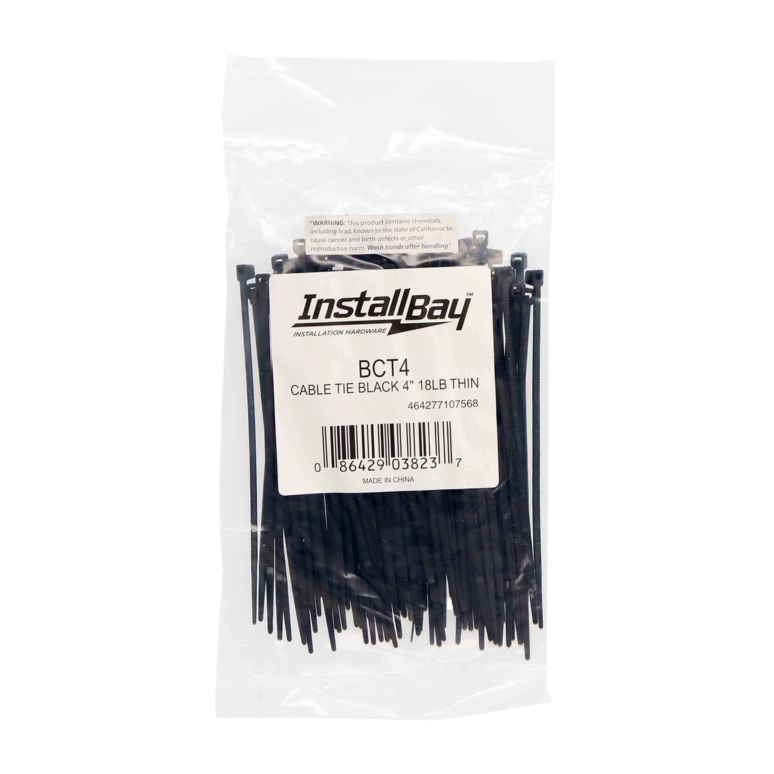 Black Cable Tie - 4 Inch, Package of 100