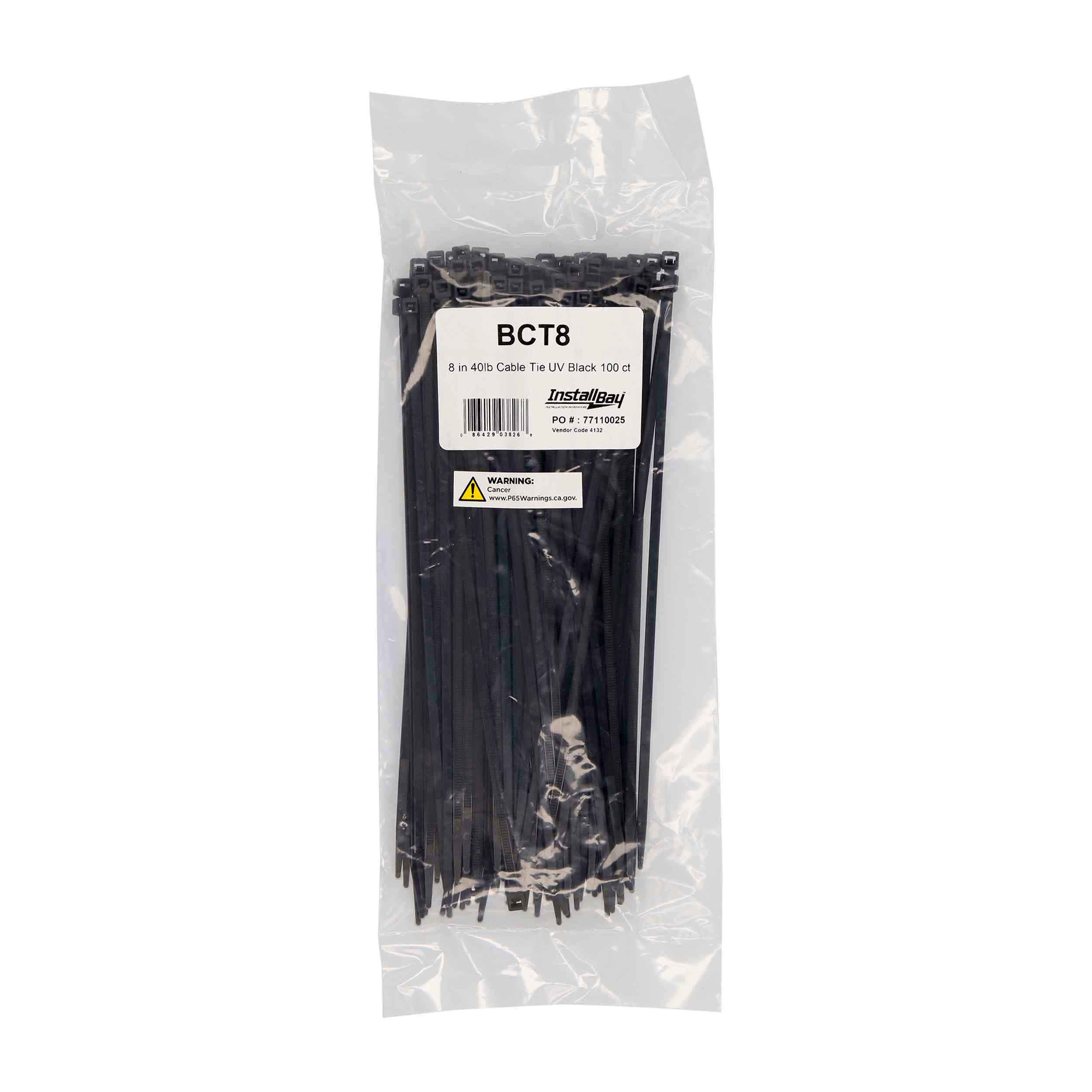 Black Cable Tie - 8 Inch, Package of 100