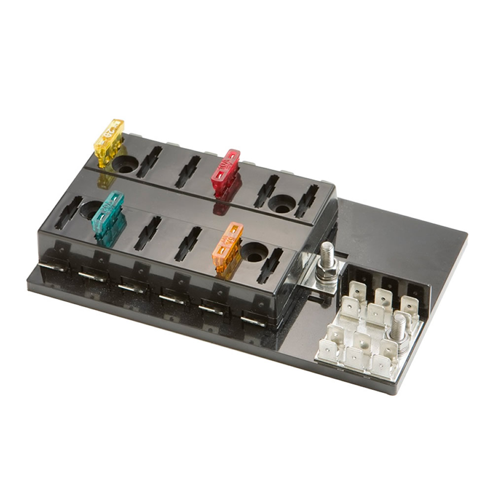 Fuse Block ATC 12 Position Block with Grounding Pad