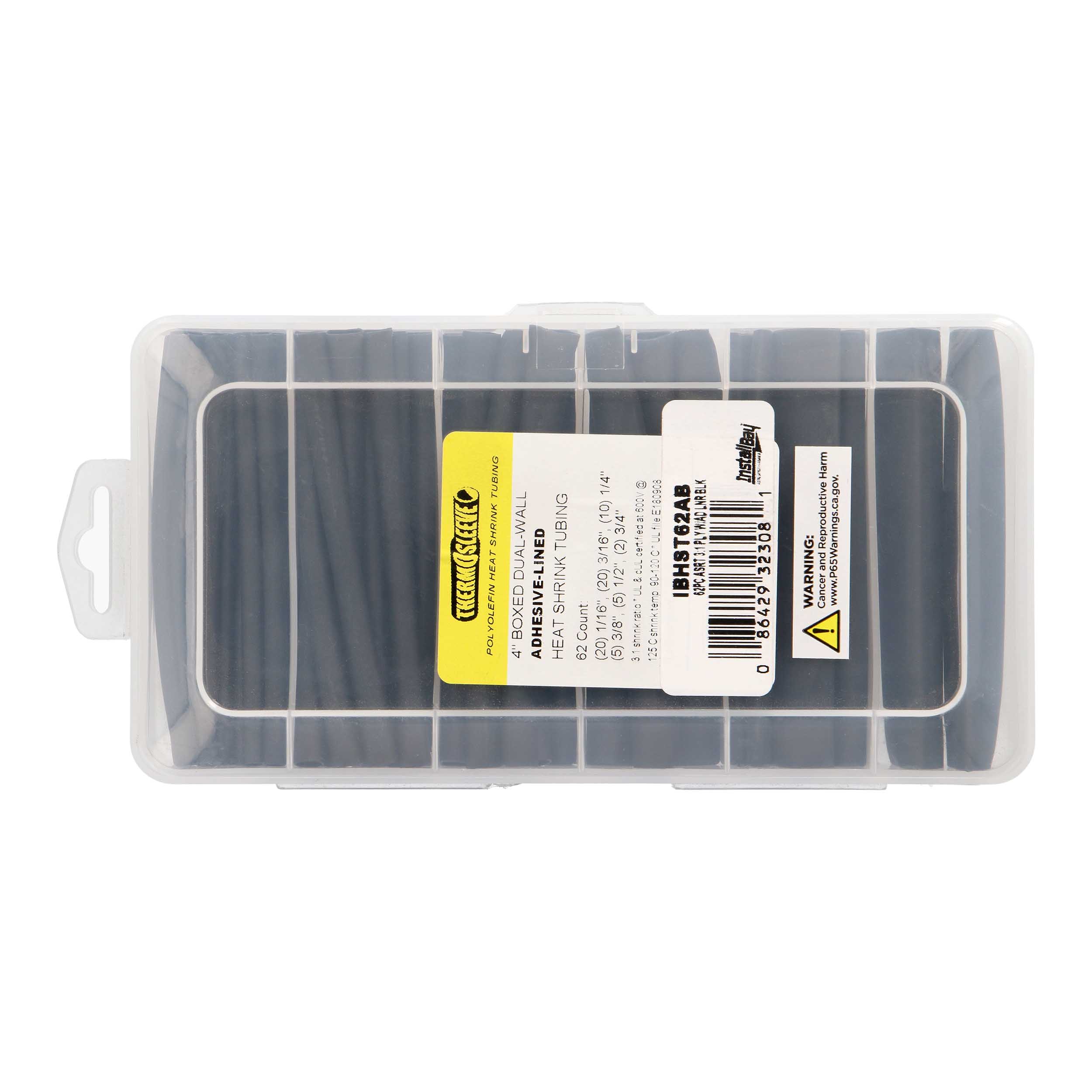 62 Pc Dual Wall Heat Shrink Tubing Kit - 4in Assorted 3:1 Bl