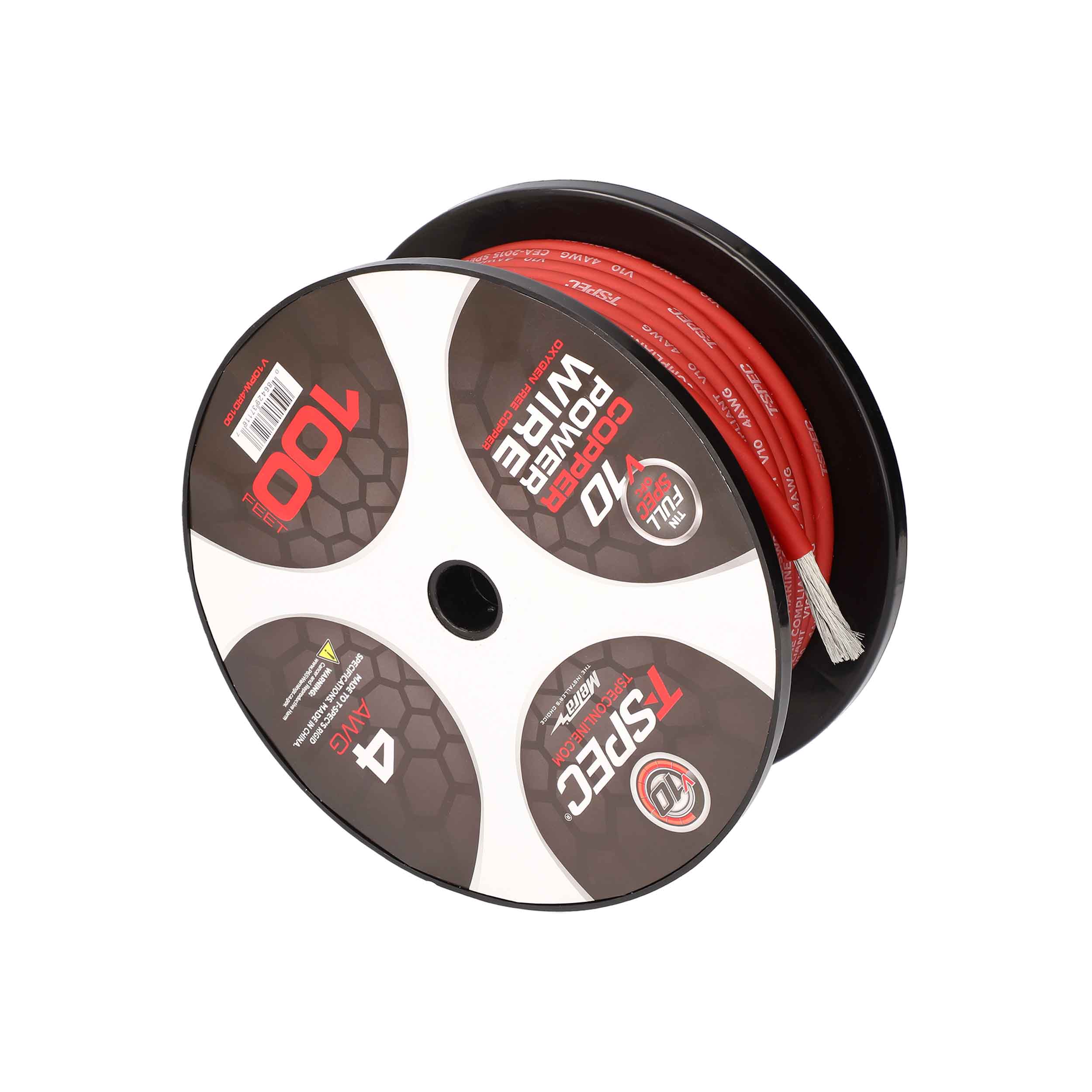 4 AWG 100FT MATTE RED OFC POWER WIRE - v10 SERIES
