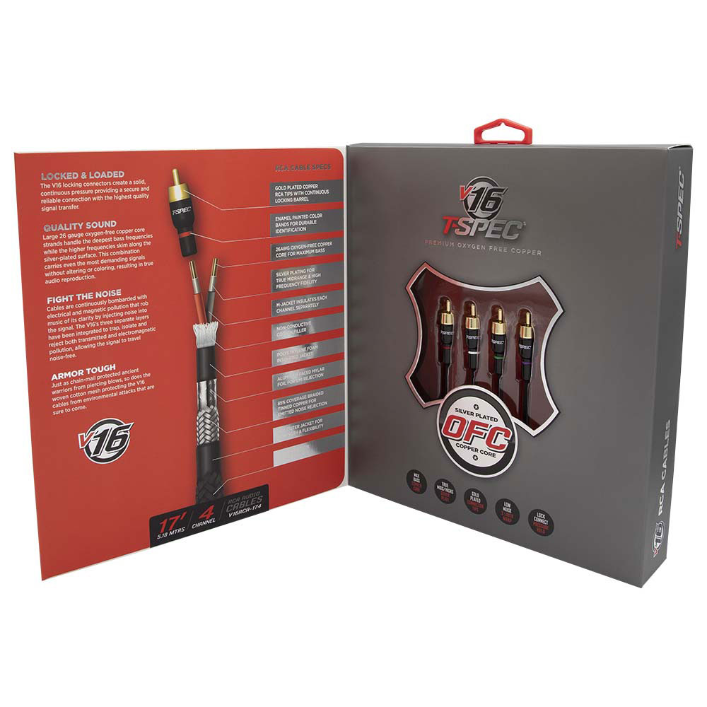 V16 Series 4 Channel RCA Audio Cables - 17 Feet