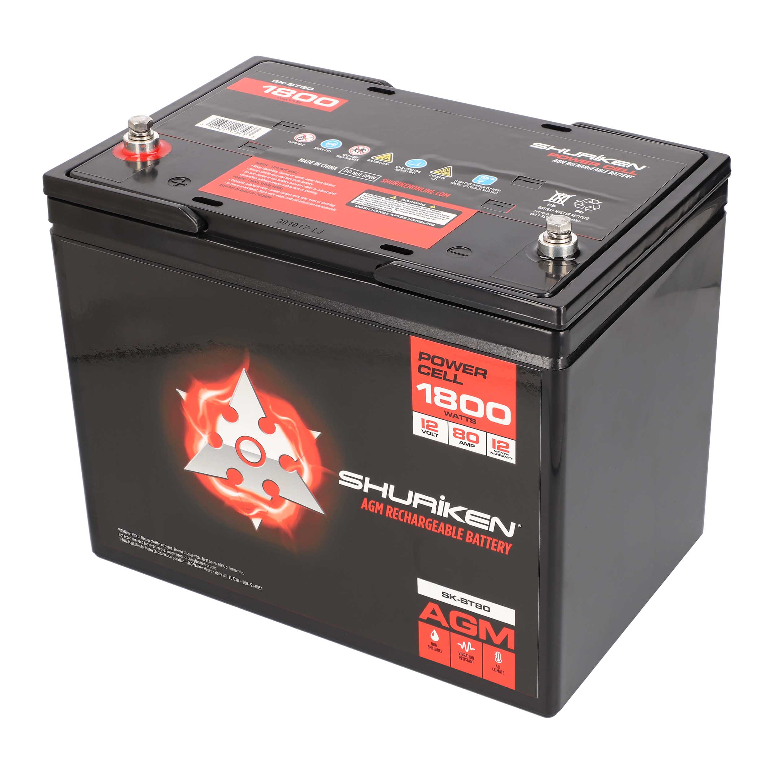 1800W 80AMP Hours Large Size AGM 12V Battery