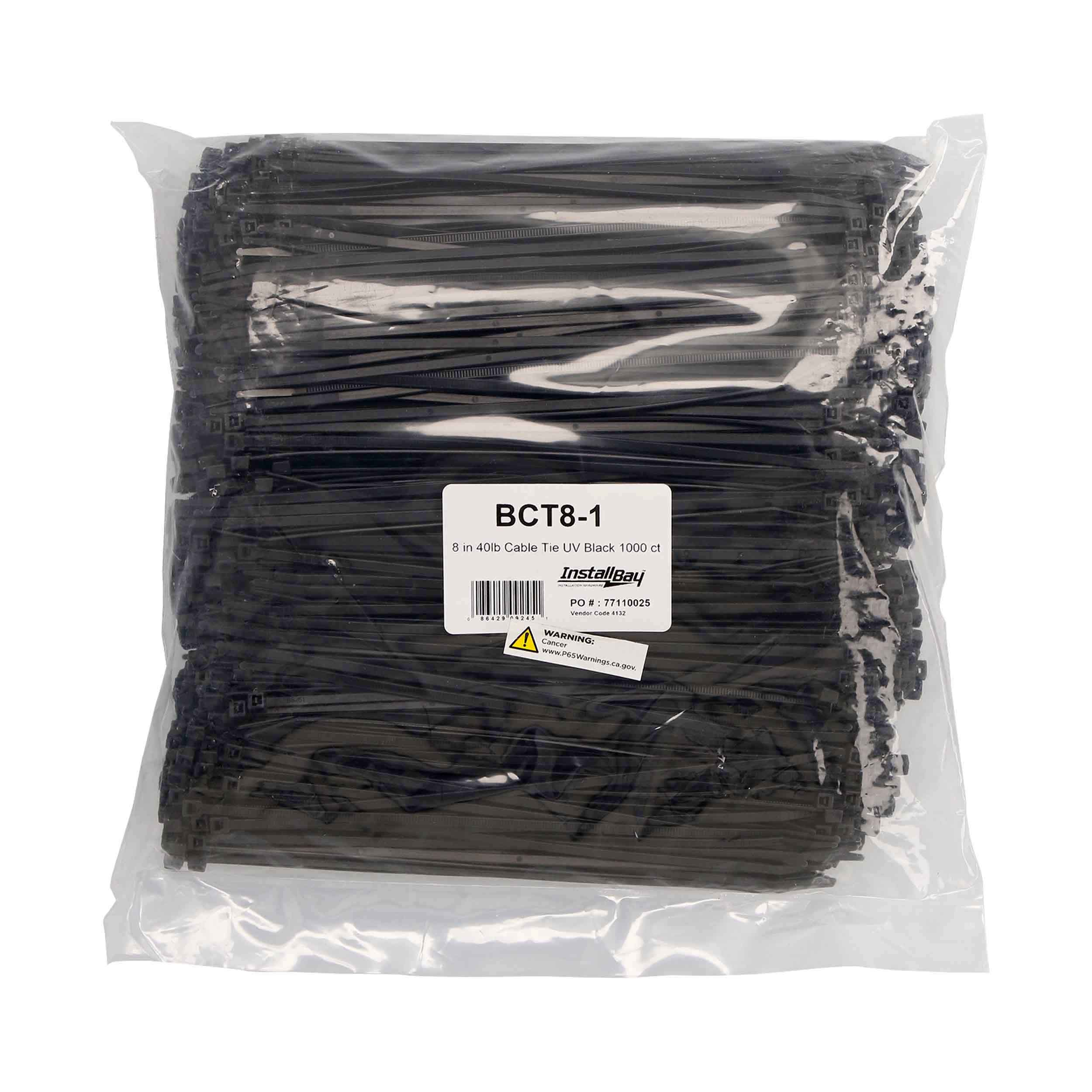 Black Cable Tie - 8 Inch, Package of 100