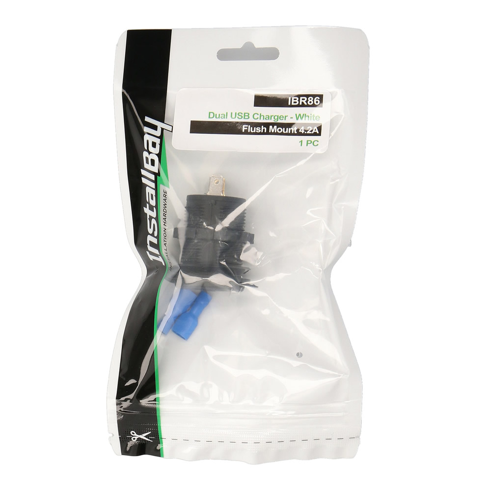 Dual USB Charger 4.2 Amp Flush Mount - White - Retail Pack