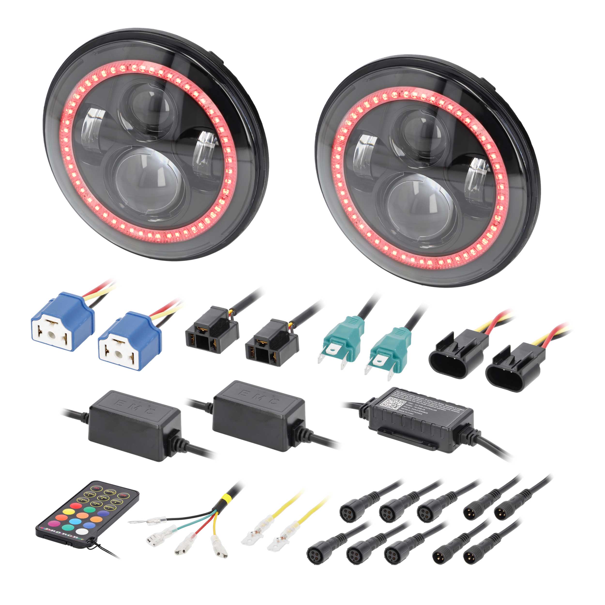 7” LED Headlights with RGB Halo - Fits Select Jeep Wrangler