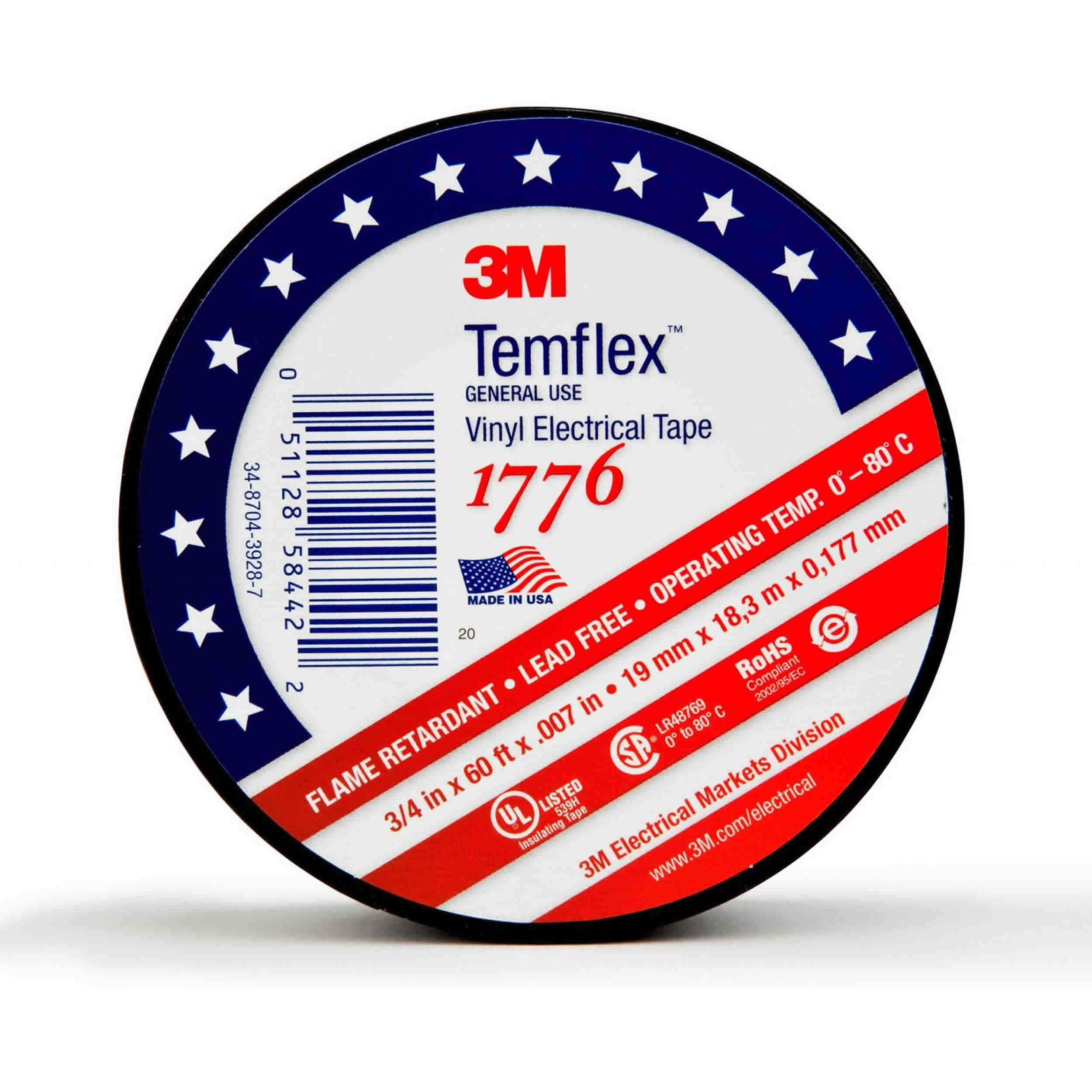 Vinyl Electrical Tape 3/4 inch X 60 feet - Single Roll