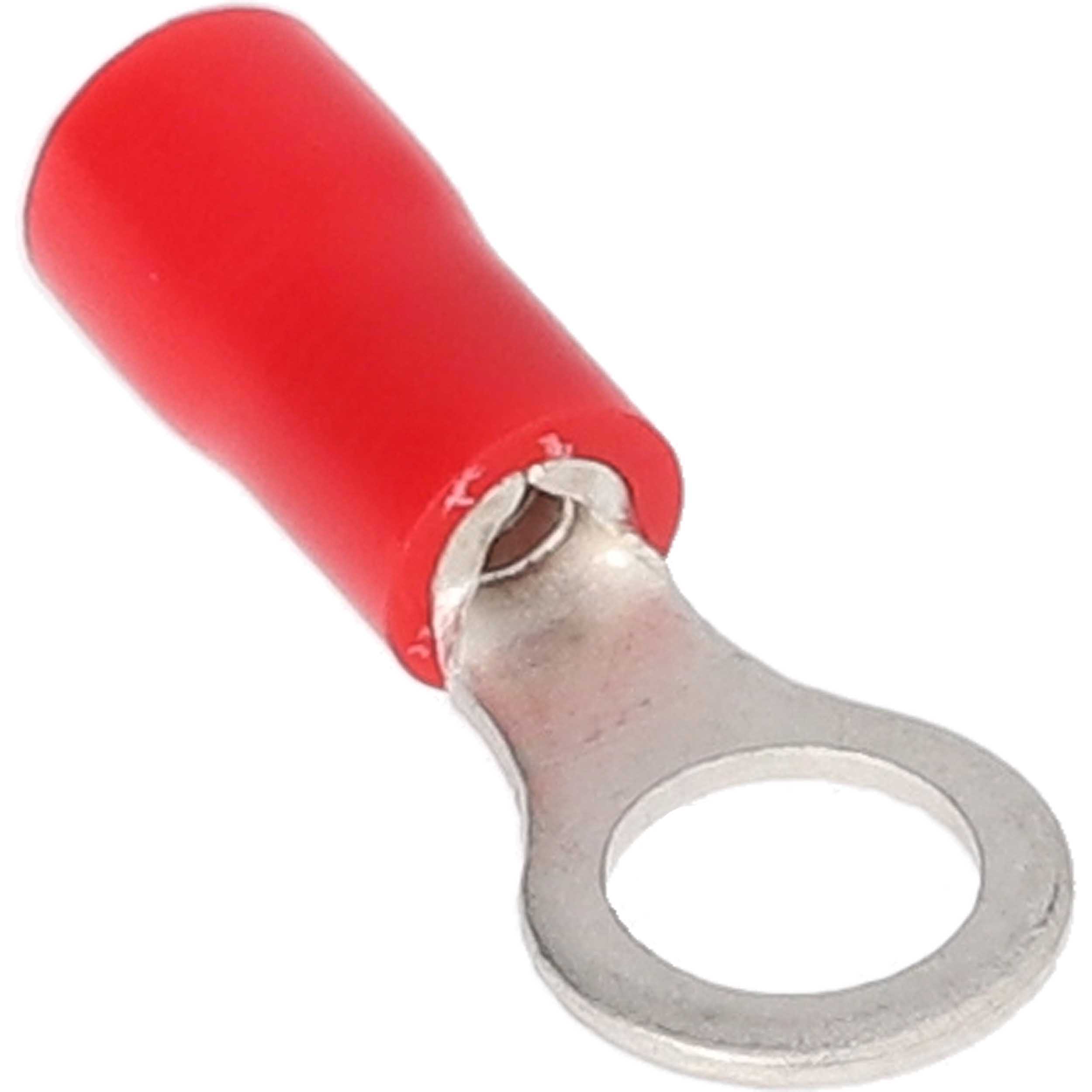 Red Vinyl Ring Terminal 22-18 Gauge #6 - Package of 100