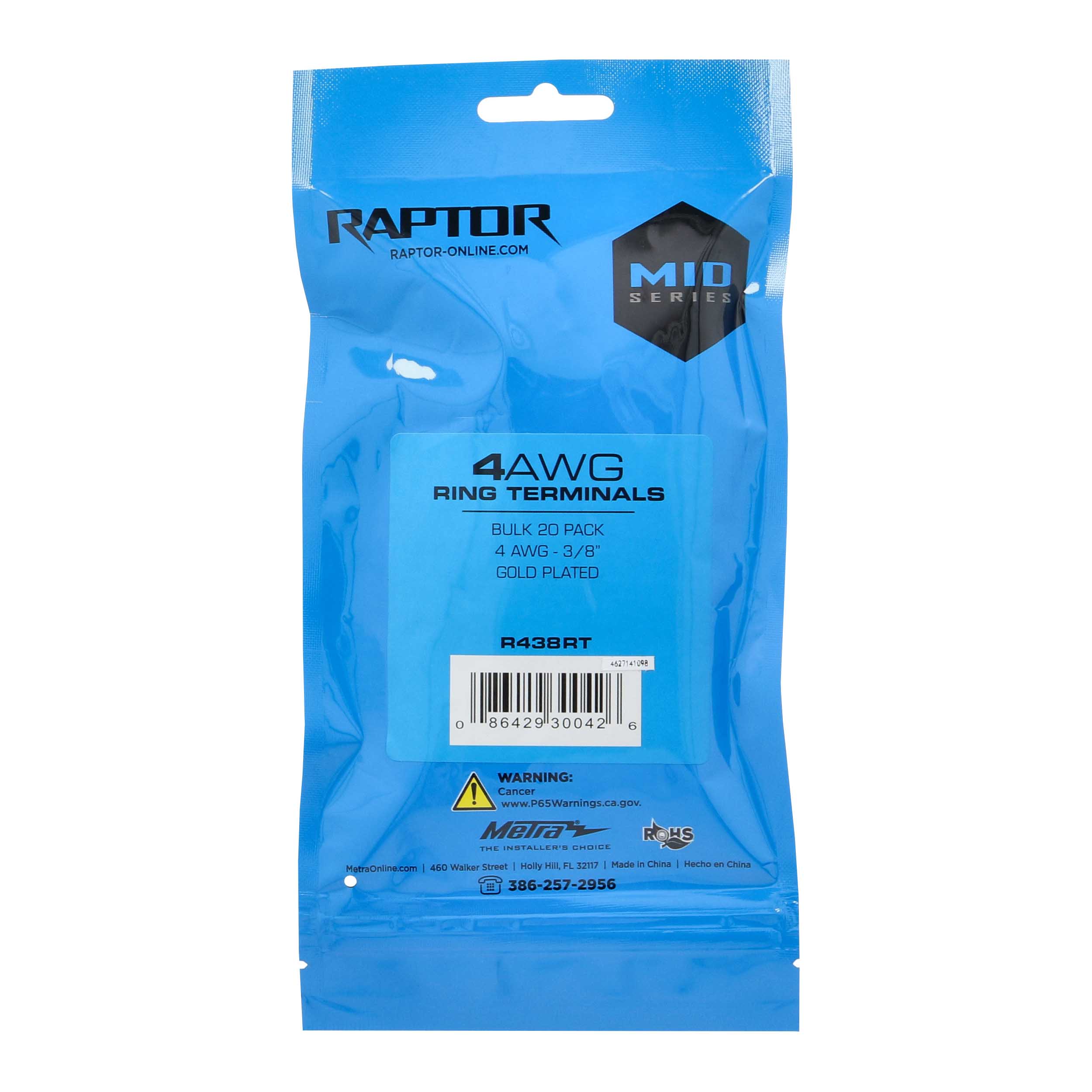 4 AWG 3/8in GOLD RING TERMINALS MID-SERIES -20PK