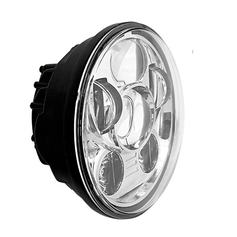 Silver Round Motorcycle Headlights - 5.6 Inch
