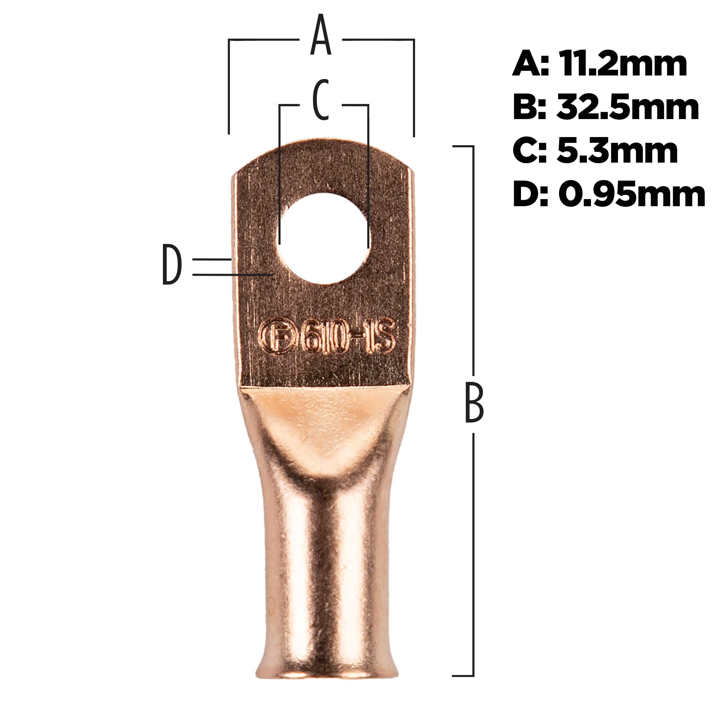 Copper Uninsulated Ring Terminal 6 Gauge #10