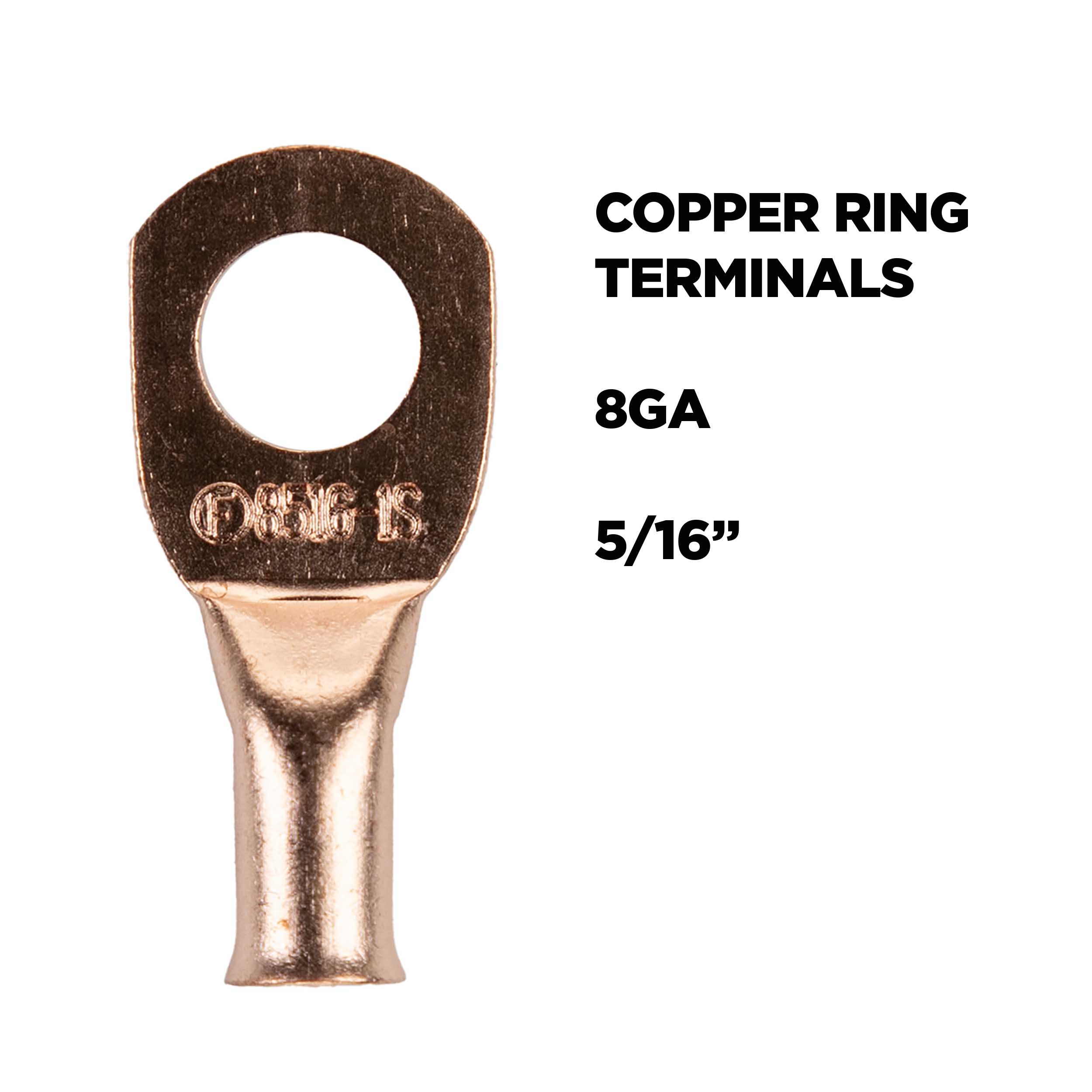 Copper Uninsulated Ring Terminal 8 Gauge 5/16 inch