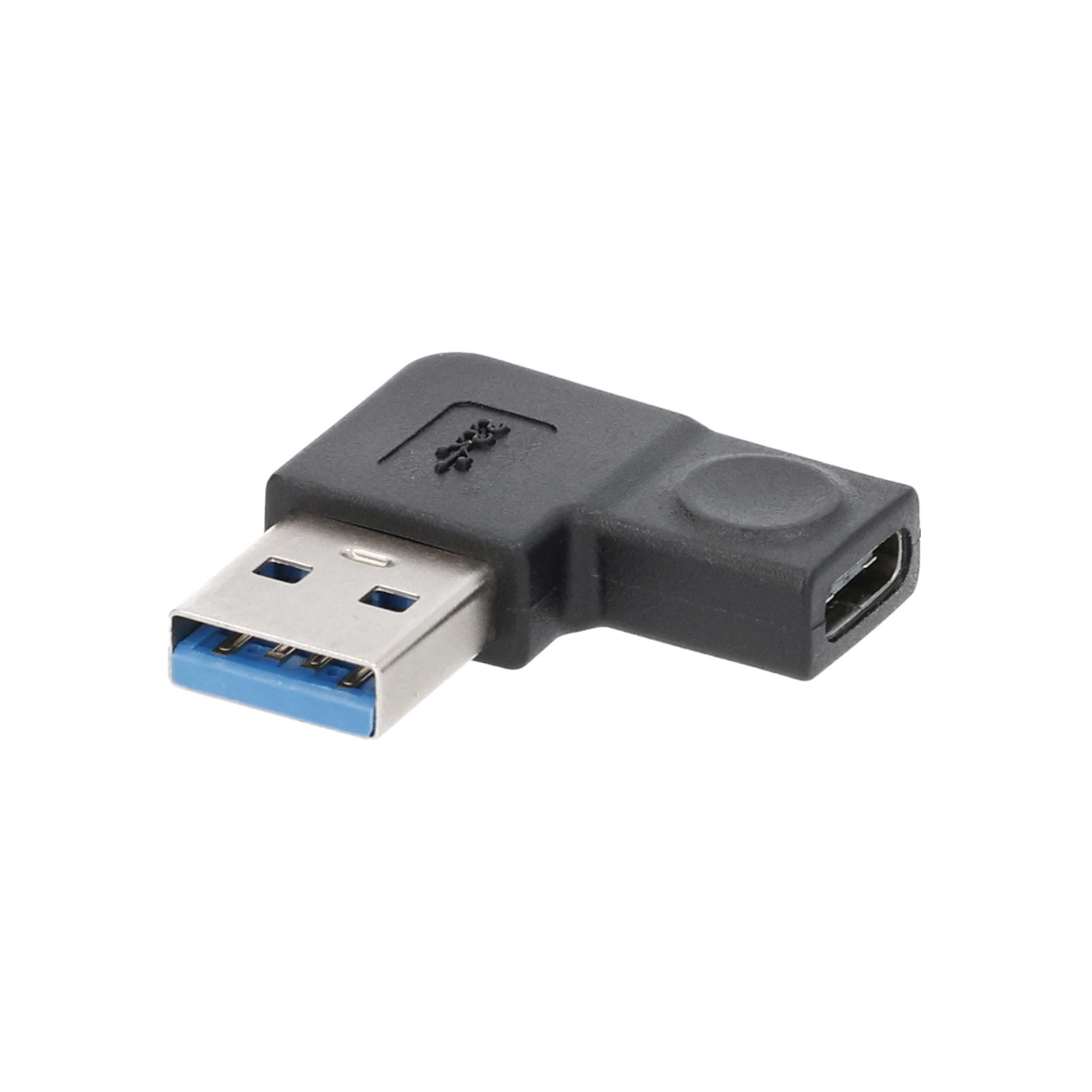 USB-A 3.0 To USB-C 2.0 Right Angle Adapter