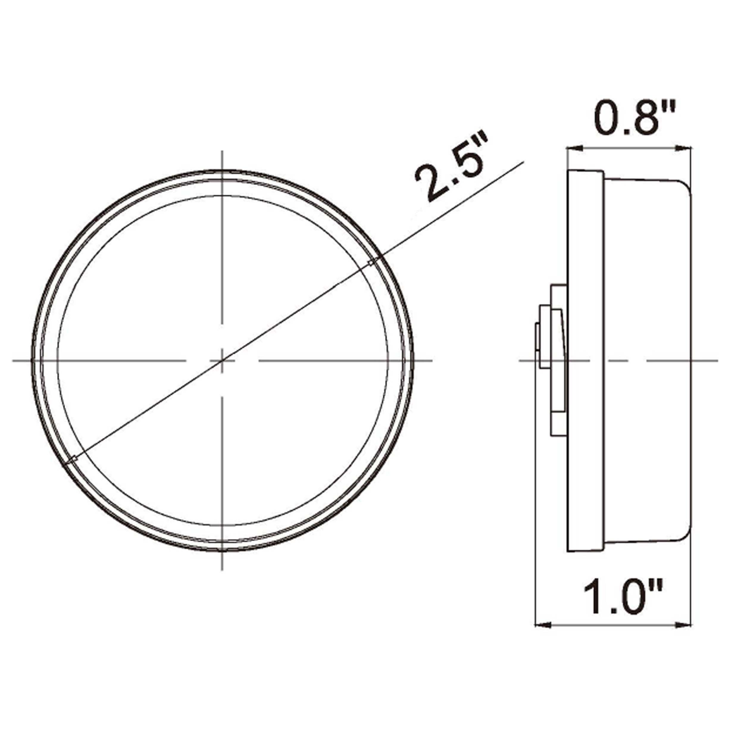 Round Amber Marker/Clearance Light with Grommet - 2.5 Inch,