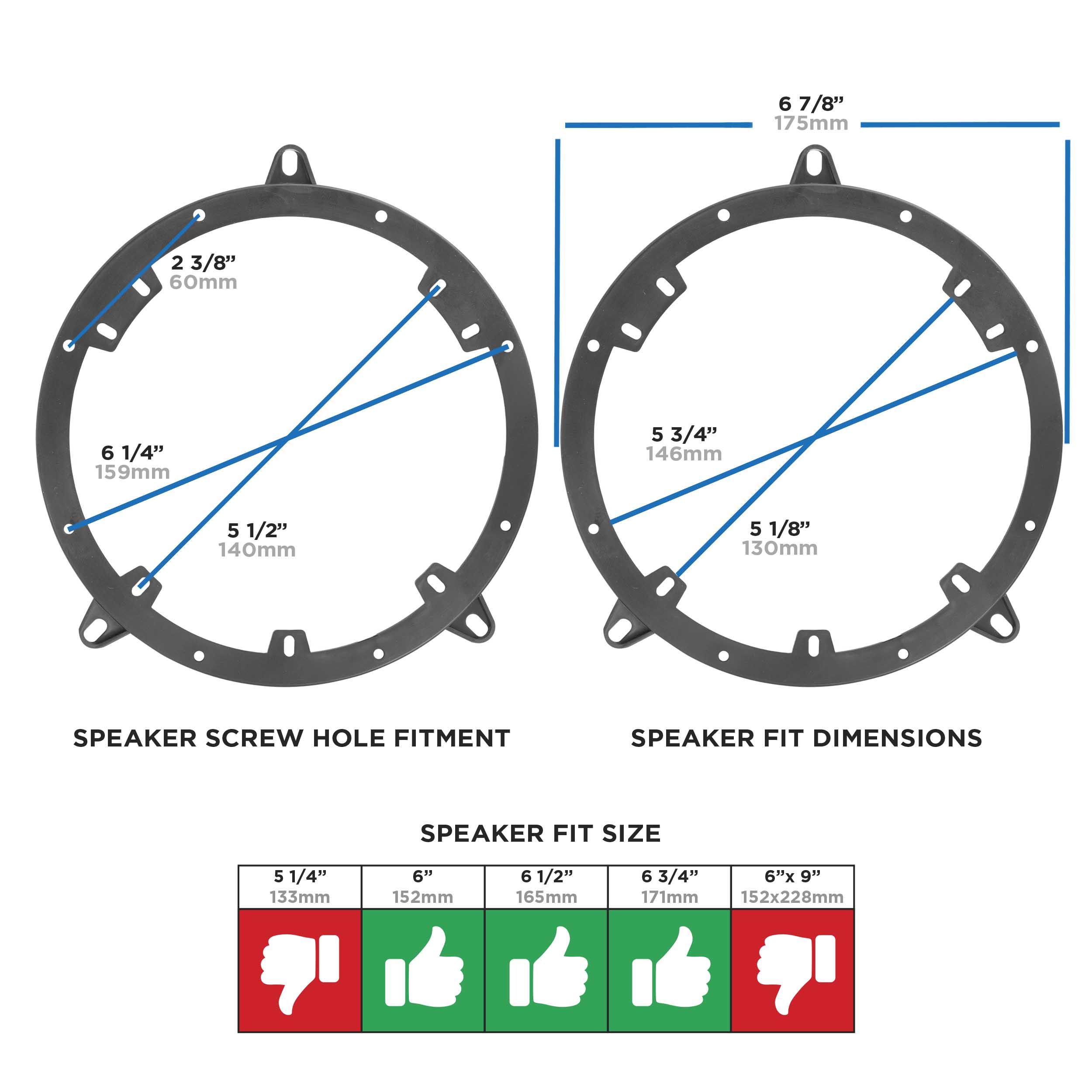 AUDI A3 A4 1996-2001 Speaker Adapter - 6 to 6 3/4in